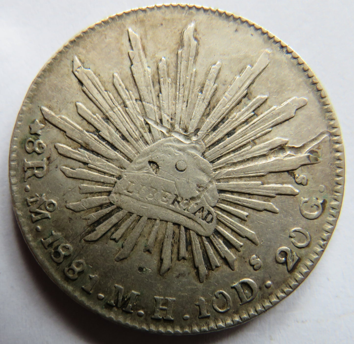 1881 Mo Mexico Silver 8 Reals Coin