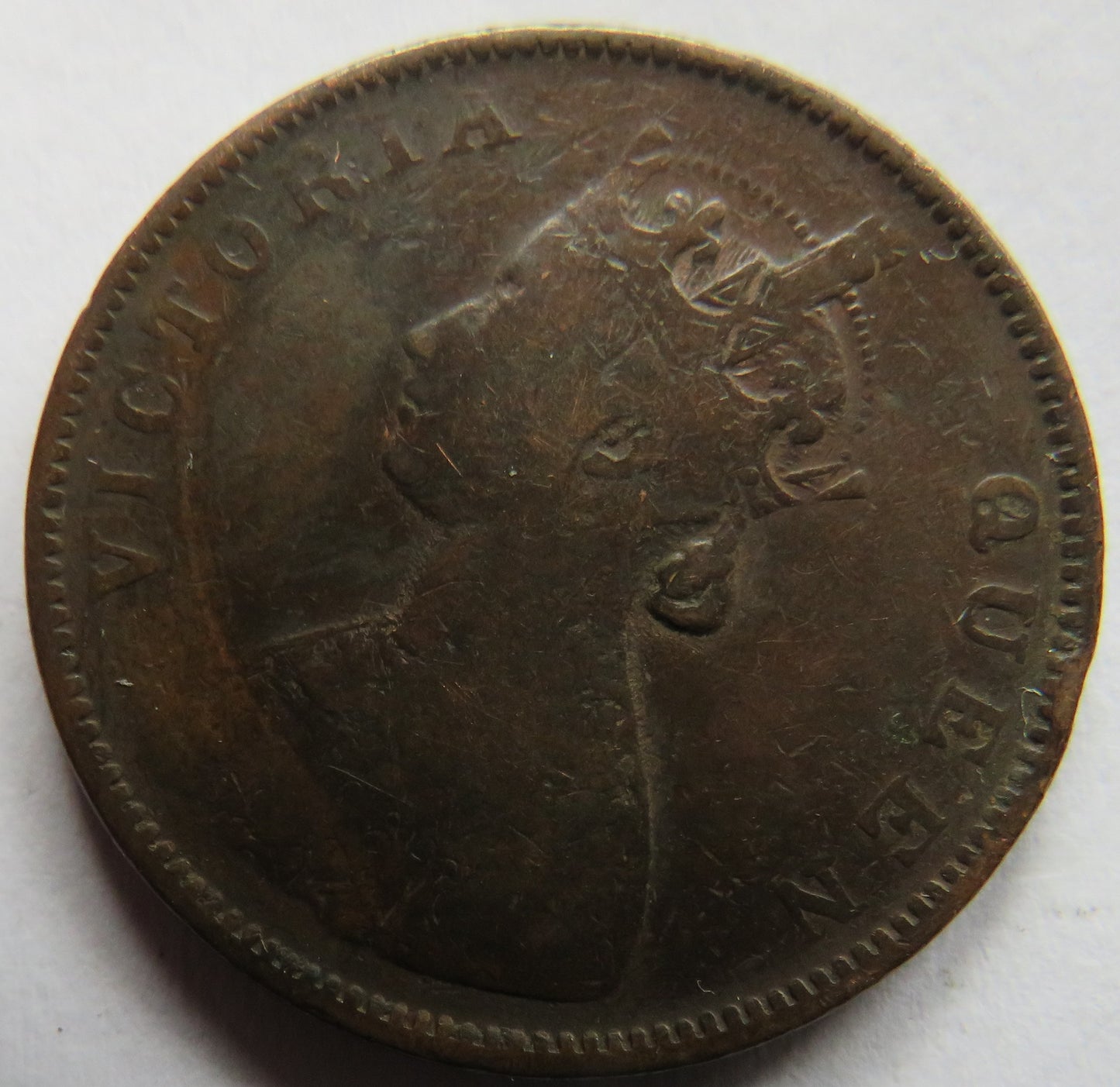 1862 Queen Victoria India 1/2 Half Anna Coin