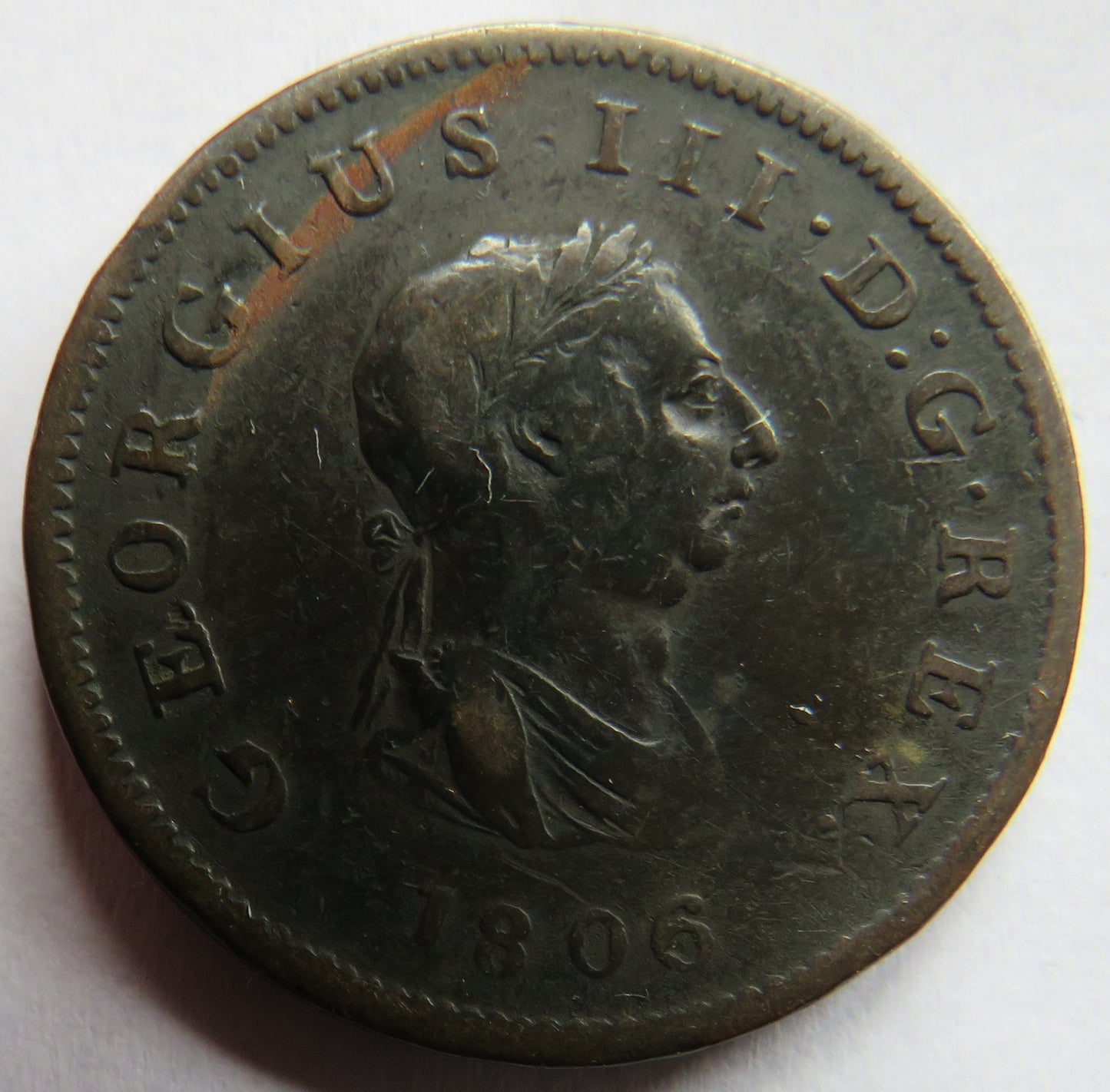 1806 King George III Halfpenny Coin - Great Britain