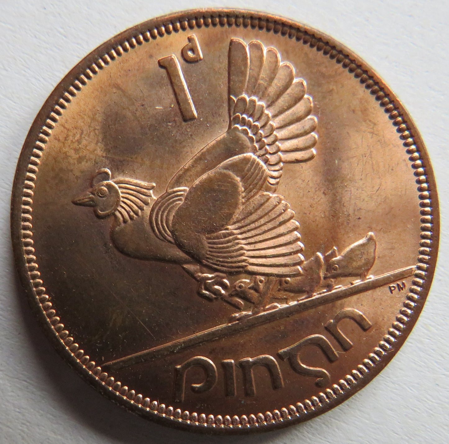 1968 Ireland Eire One Penny Coin In High Grade