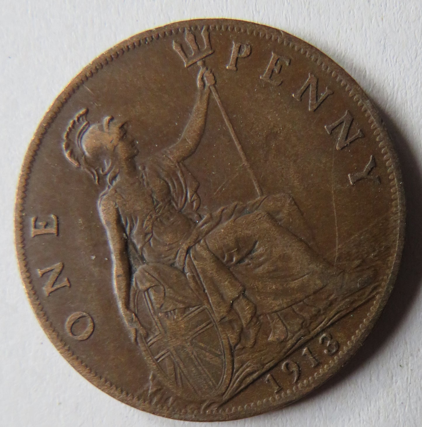 1913 King George V One Penny Coin - Great Britain