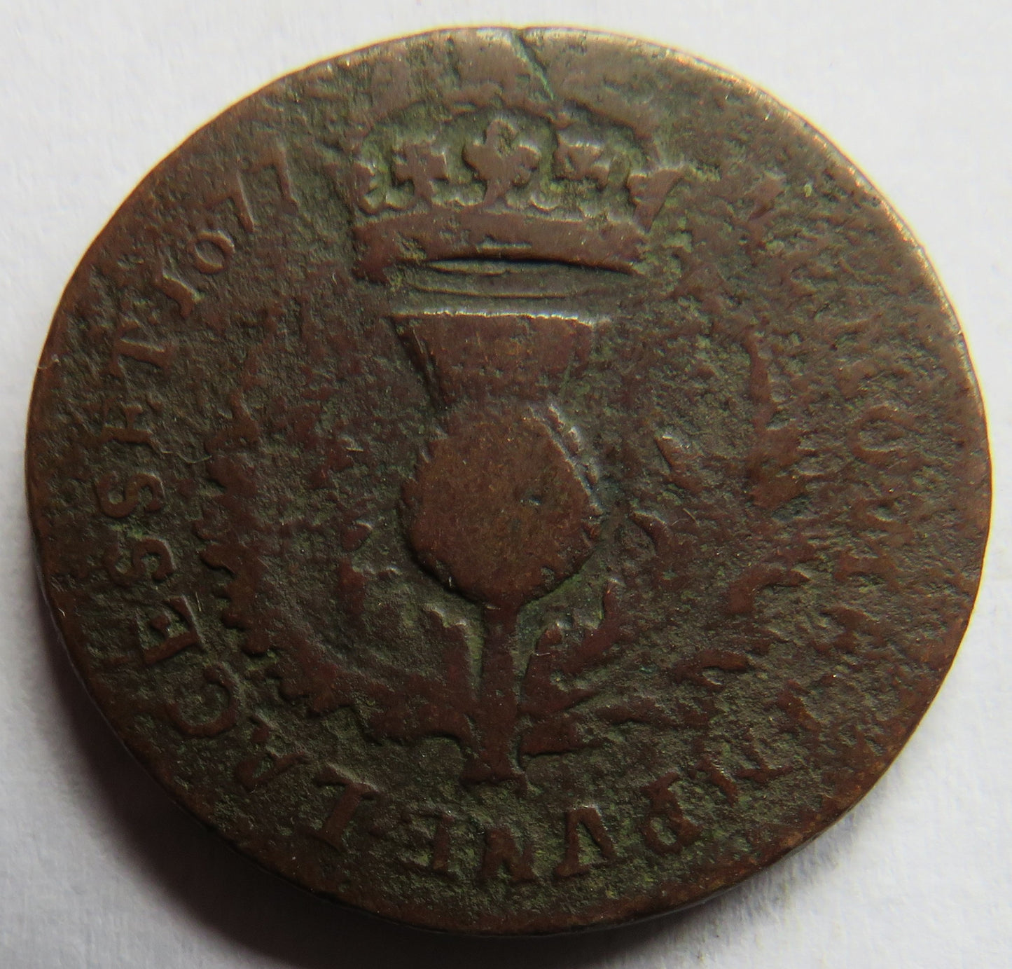 1677 King Charles II Scotland Bawbee / Sixpence Coin