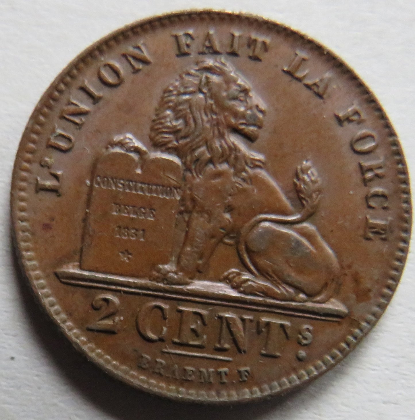 1912 Belgium 2 Centimes Coin