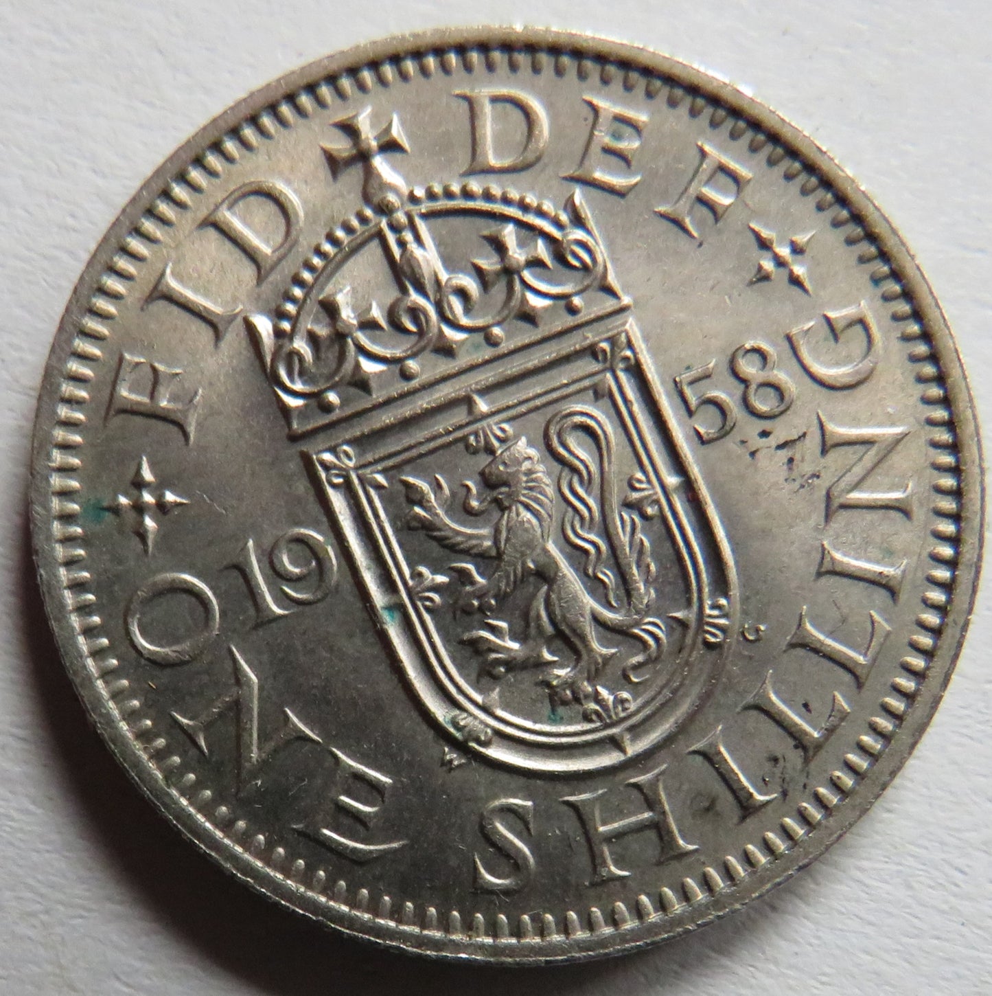 1958 Queen Elizabeth II Shilling Coin (Scottish Reverse) Higher Grade