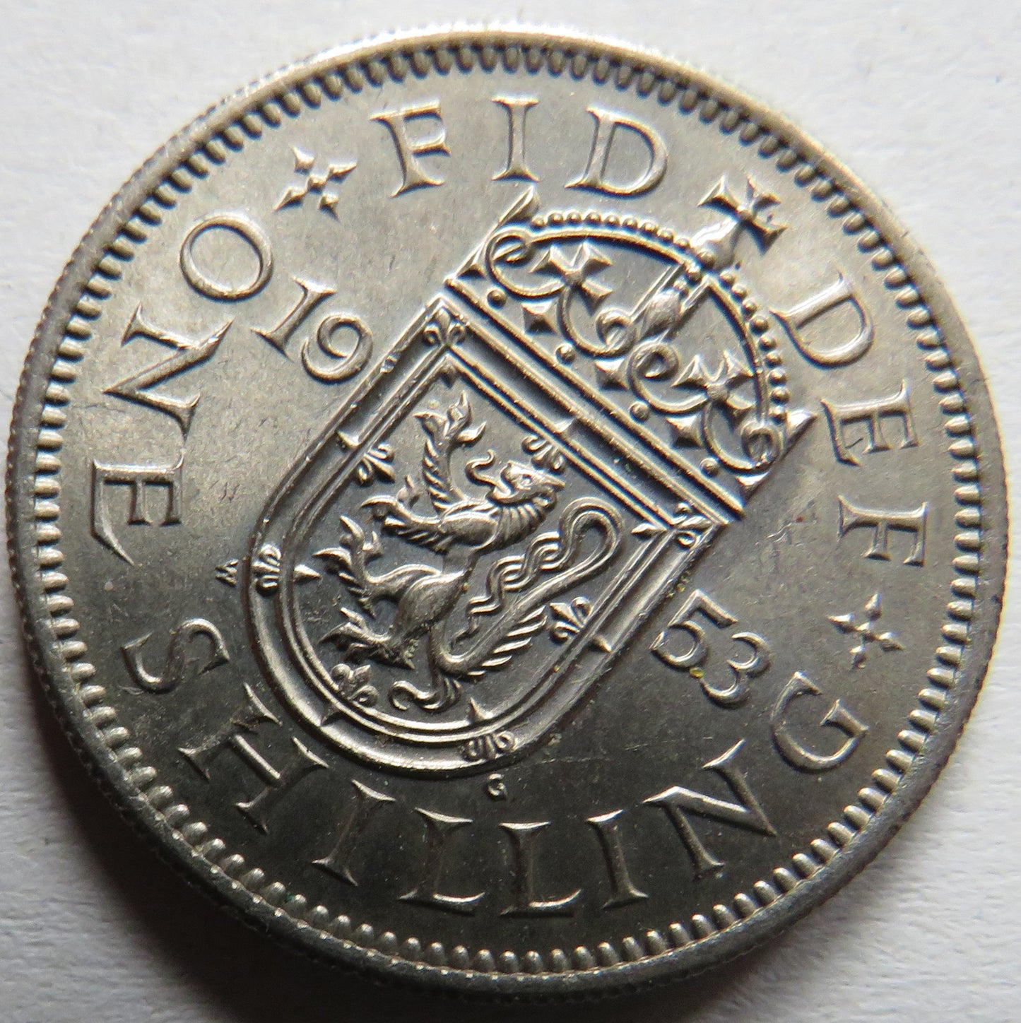 1953 Queen Elizabeth II Shilling Coin (Scottish Reverse)