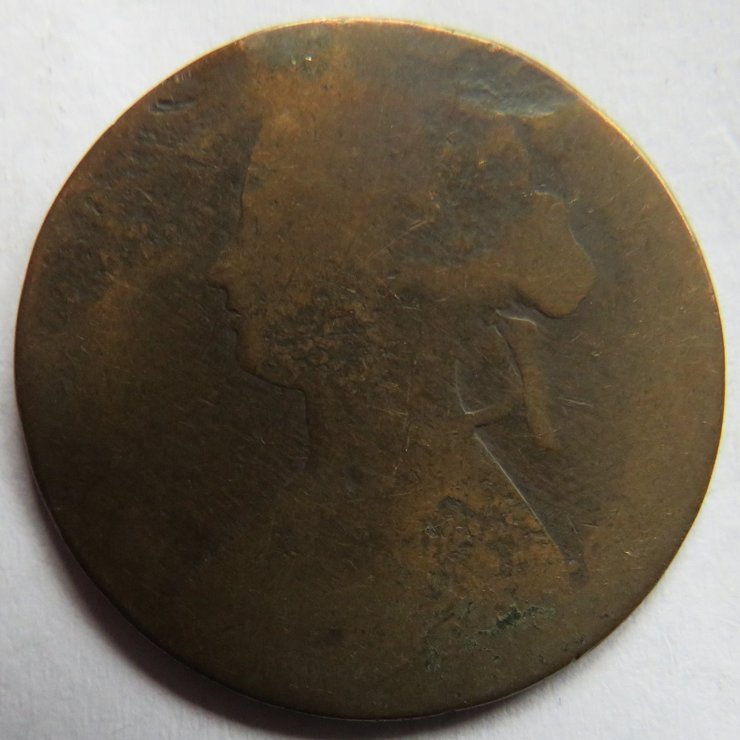 1869 Queen Victoria Bun Head One Penny Coin Rare - Great Britain