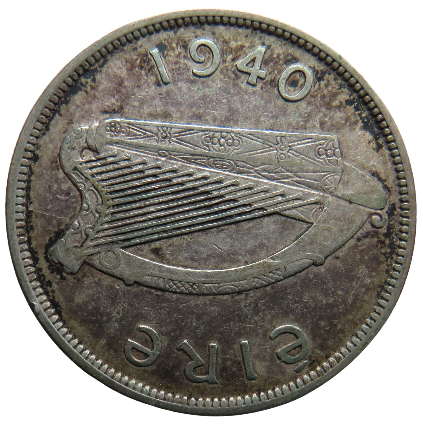 1940 Ireland Eire Silver Halfcrown Coin