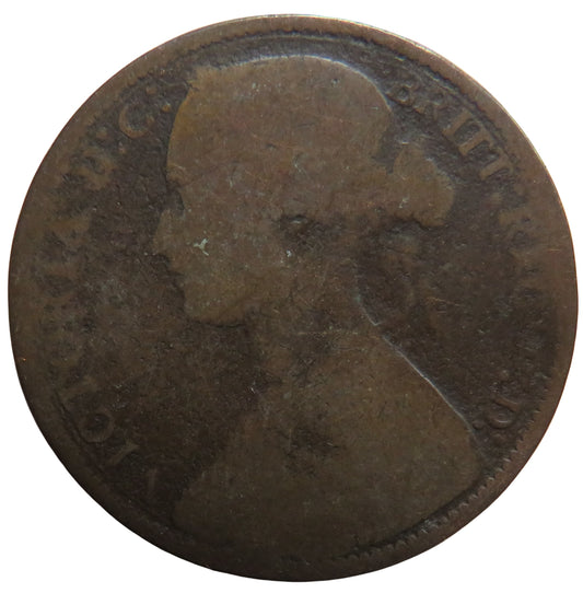 1874 Queen Victoria Bun Head One Penny Coin - Great Britain