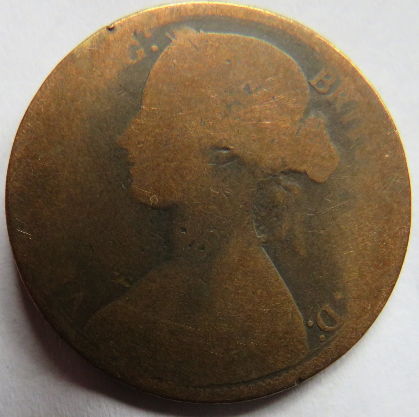 1870 Queen Victoria Bun Head One Penny Coin - Great Britain