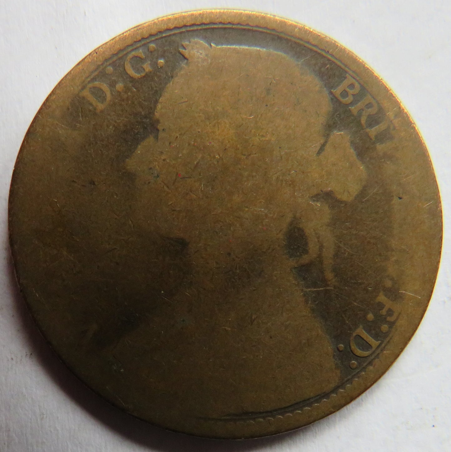 1874 Queen Victoria Bun Head One Penny Coin - Great Britain