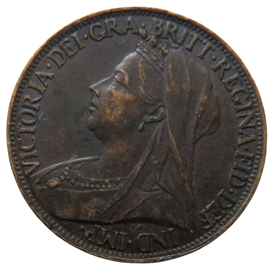 1901 Queen Victoria Bun Head Farthing Coin - Great Britain