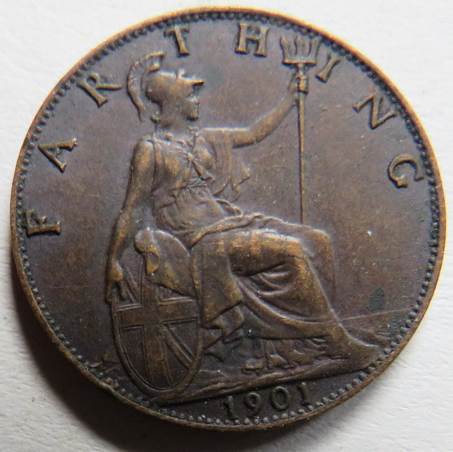 1901 Queen Victoria Bun Head Farthing Coin - Great Britain