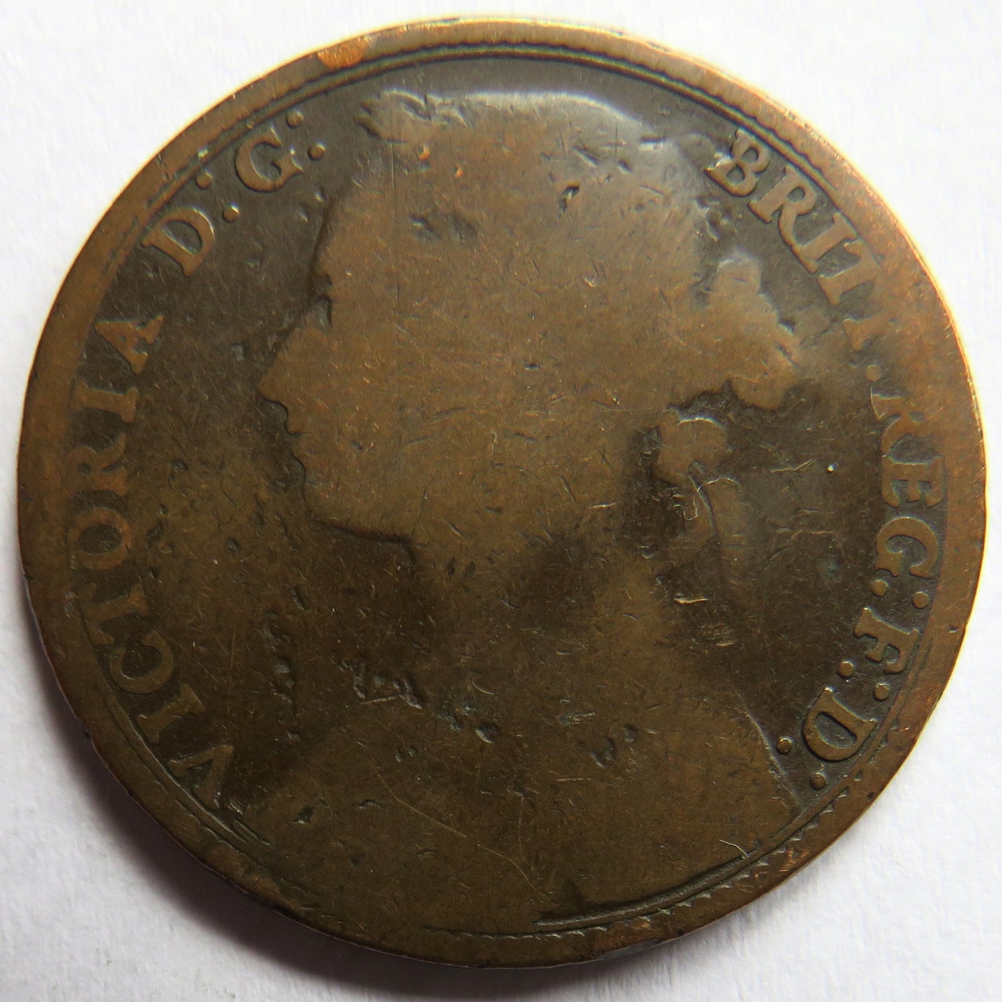 1879 Queen Victoria Bun Head One Penny Coin - Great Britain