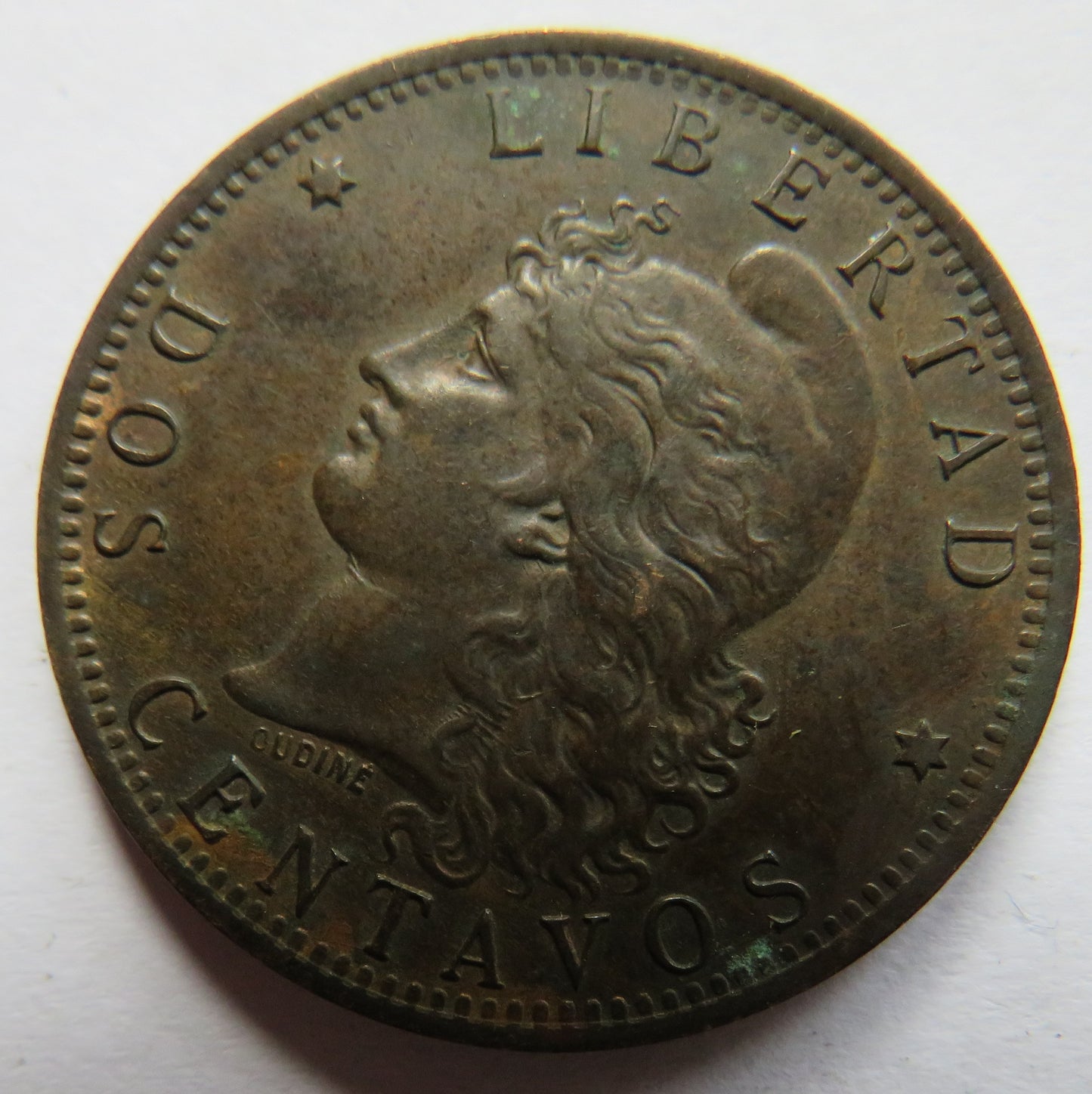 1885 Argentina 2 Centavos Coin In Better Grade