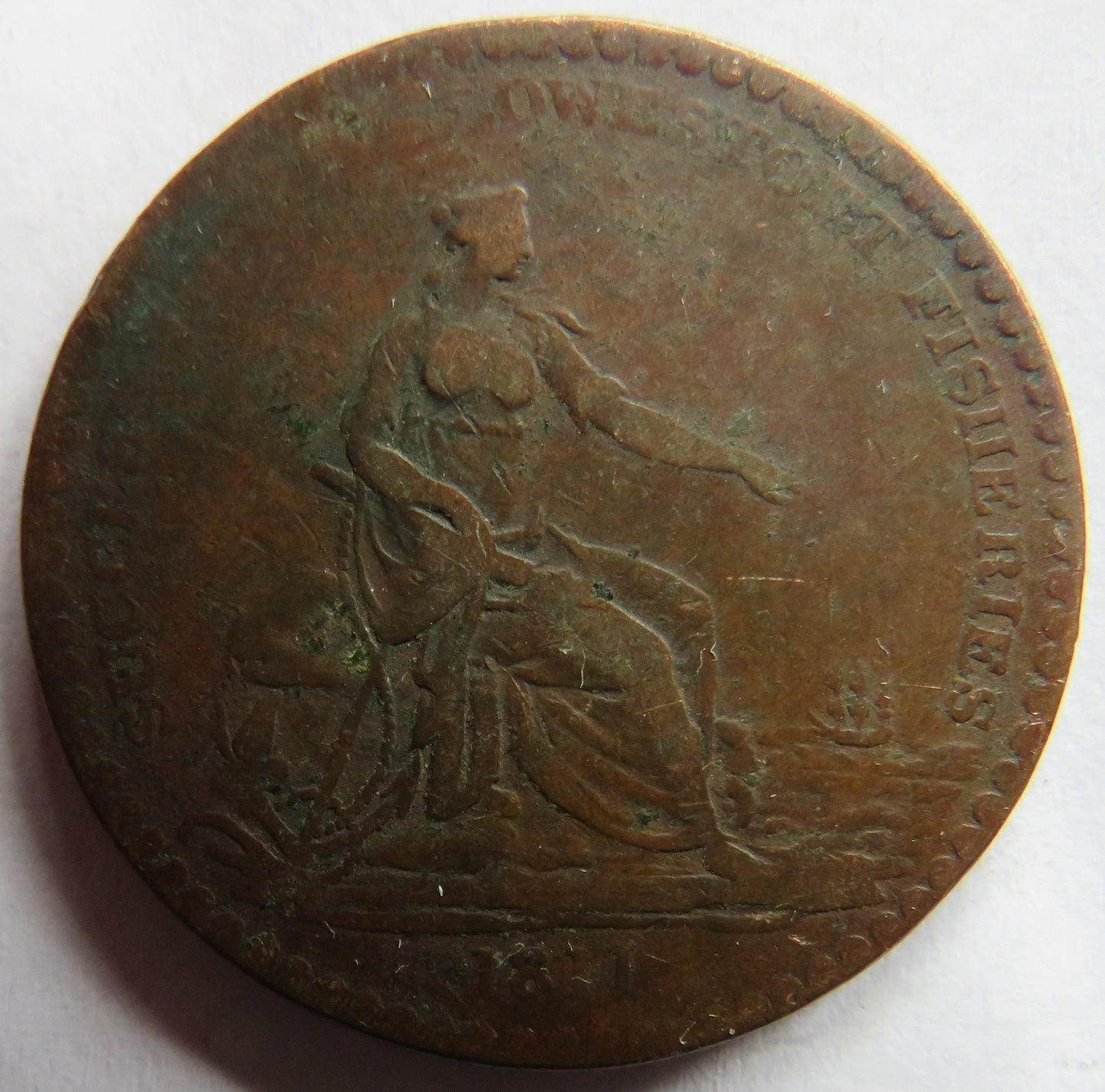 1811 Lowestoft Fisheries One Penny Token Suffolk