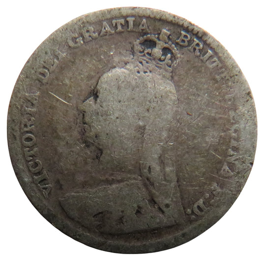 1891 Queen Victoria Jubilee Head Silver Threepence Coin - Great Britain