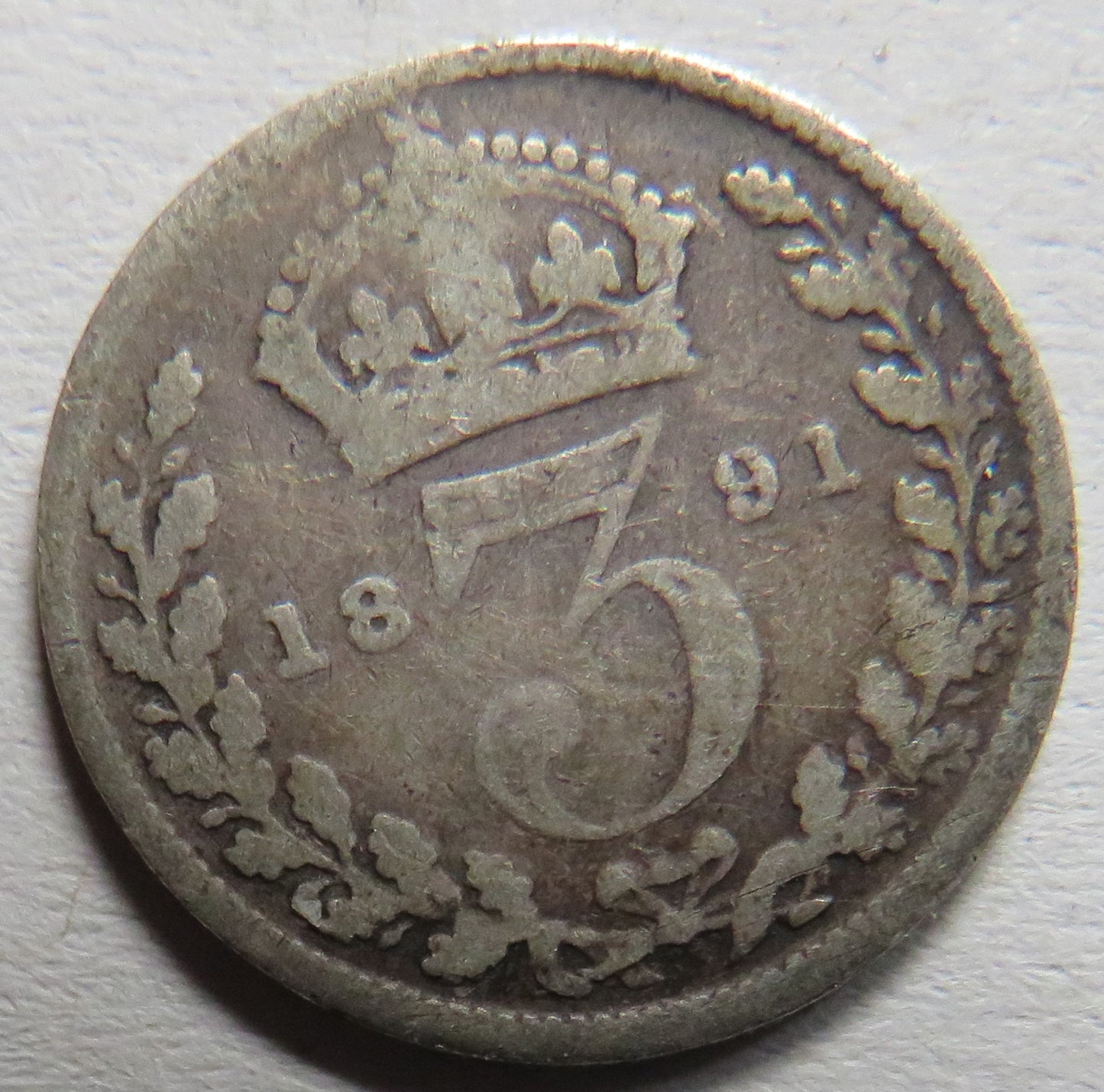 1891 Queen Victoria Jubilee Head Silver Threepence Coin - Great Britain