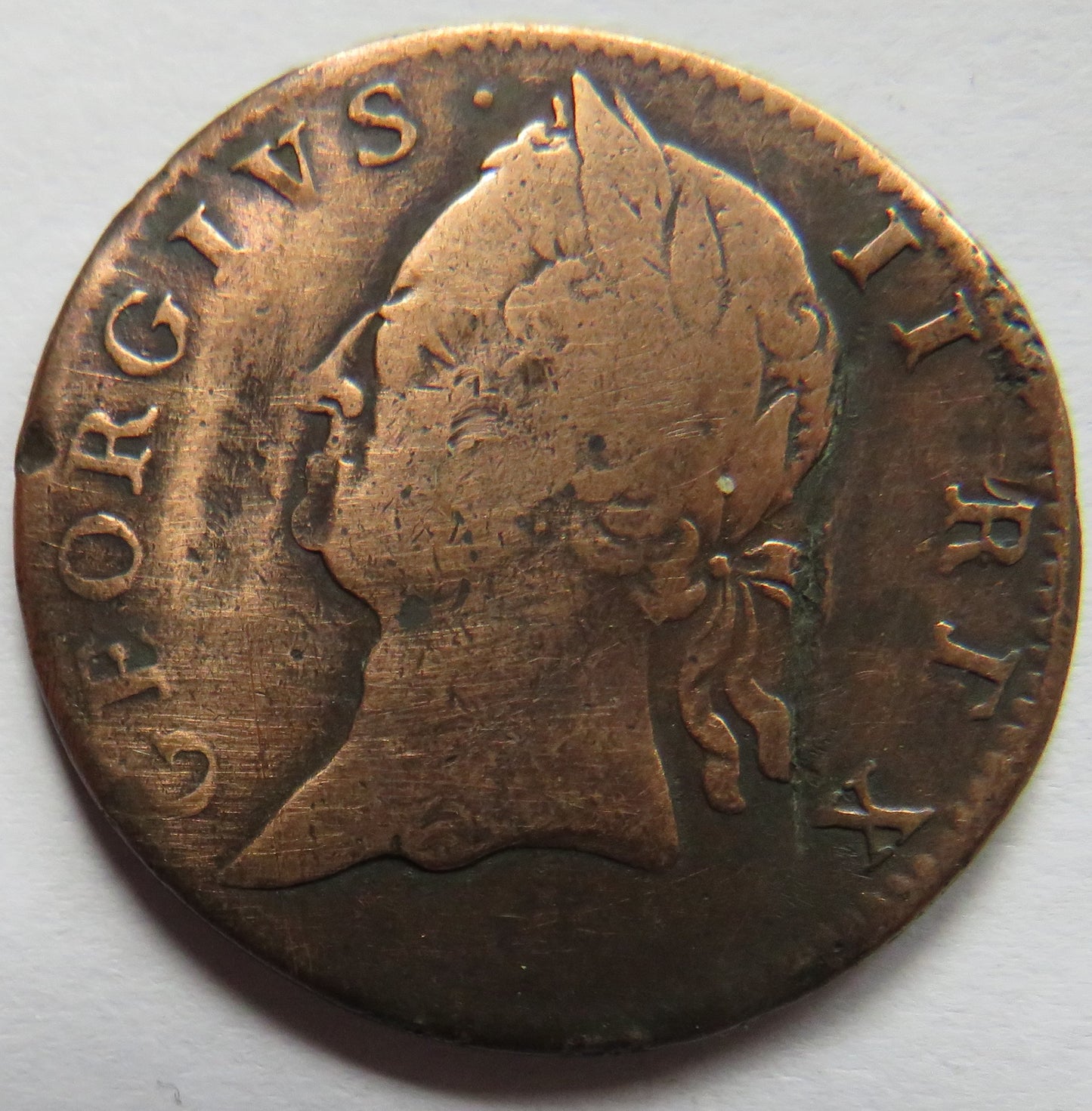 1760 King George II Ireland Hibernia Halfpenny Coin