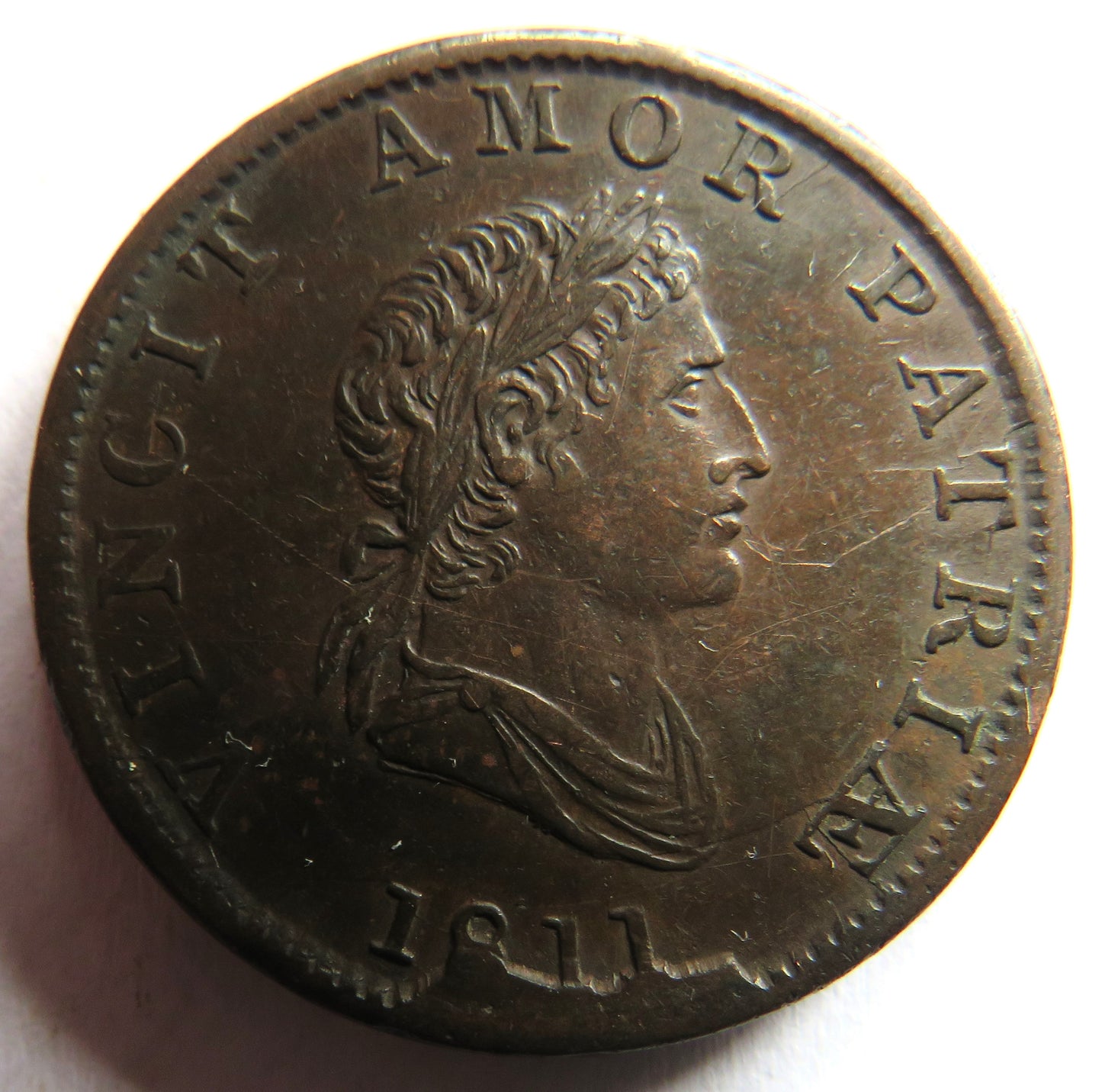 1811 Vincit Amor Patriae Halfpenny Token Walthamstow