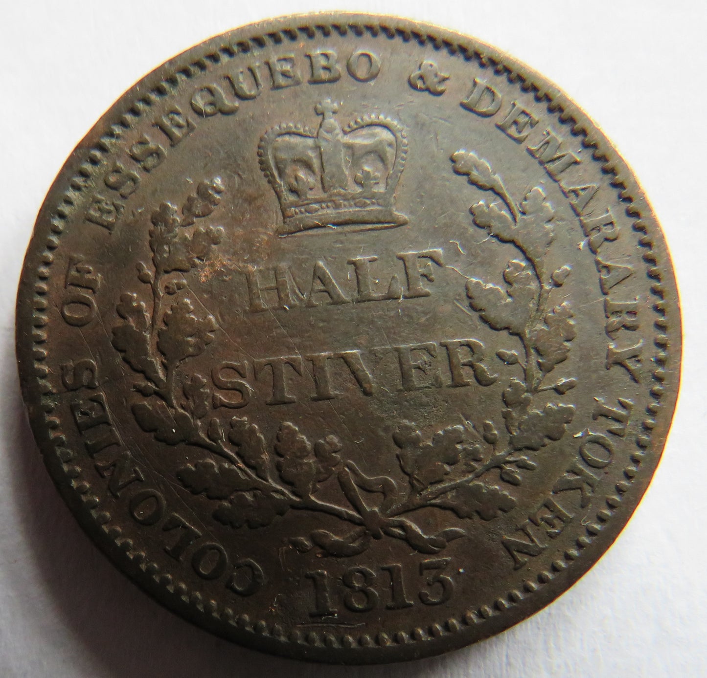 1813 Demerara and Essequibo 1/2 Stiver Coin