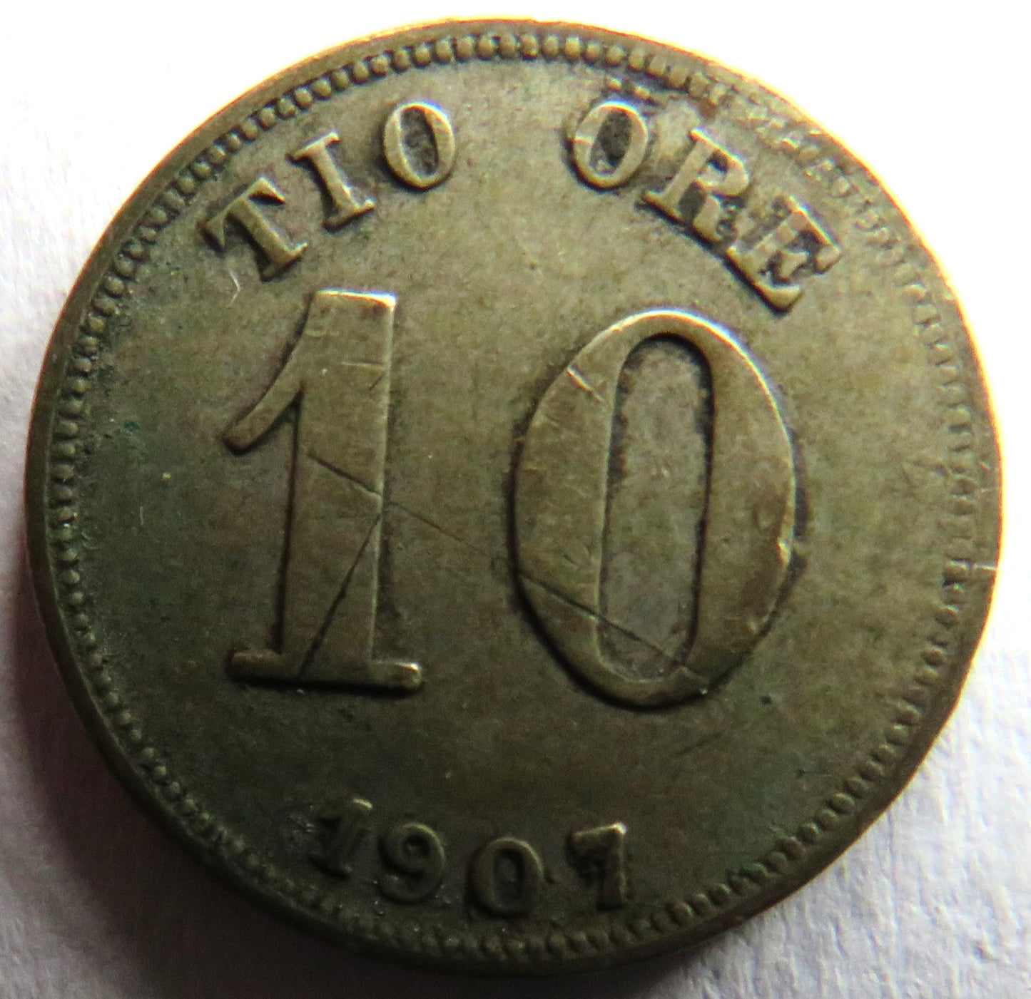 1907 Sweden Silver 10 Ore Coin
