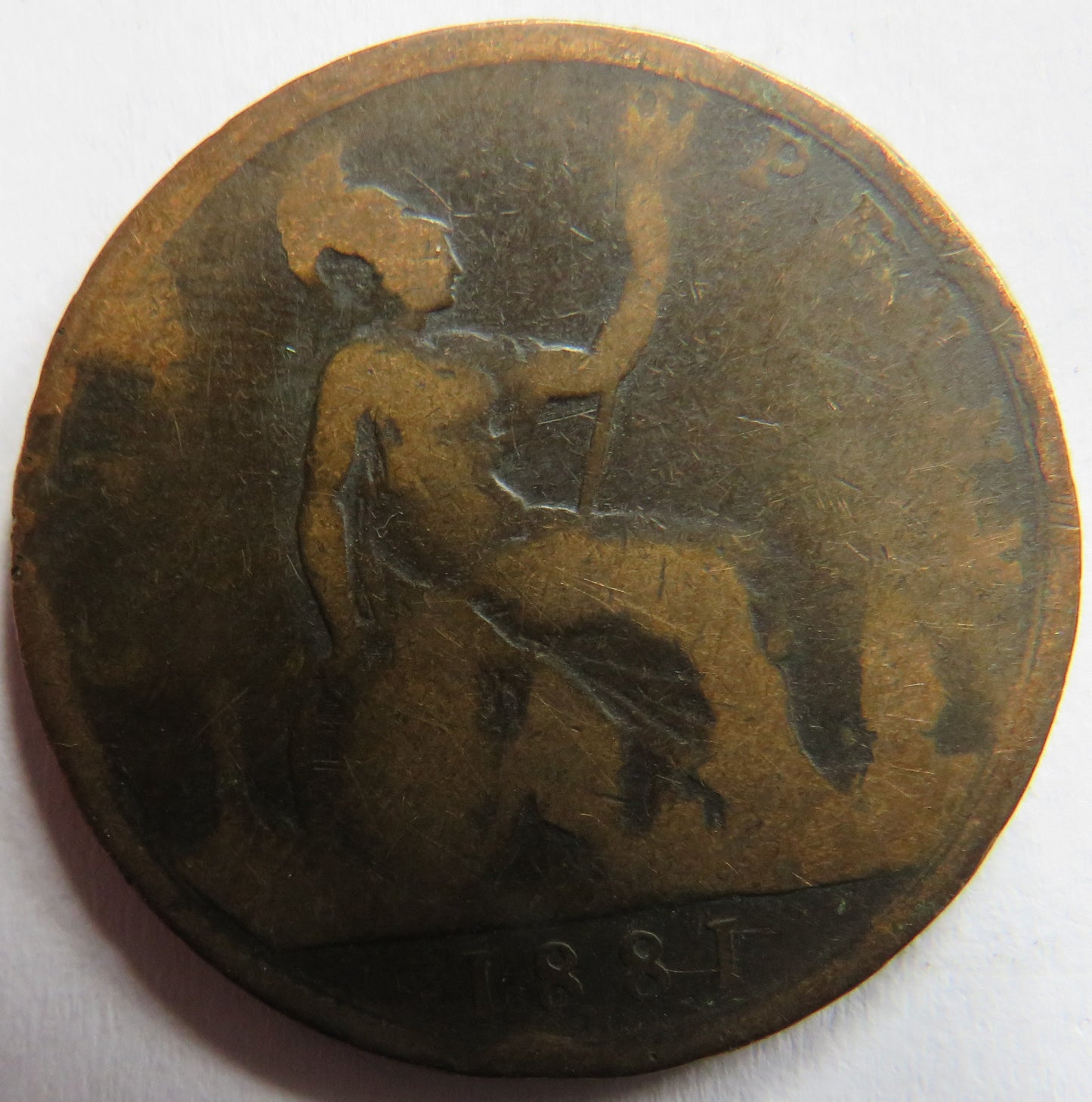 1881-H Queen Victoria Bun Head One Penny Coin - Great Britain