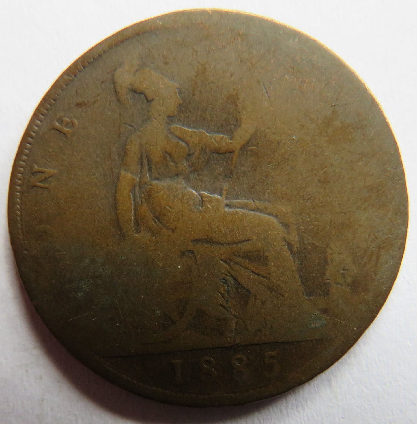 1885 Queen Victoria Bun Head One Penny Coin - Great Britain