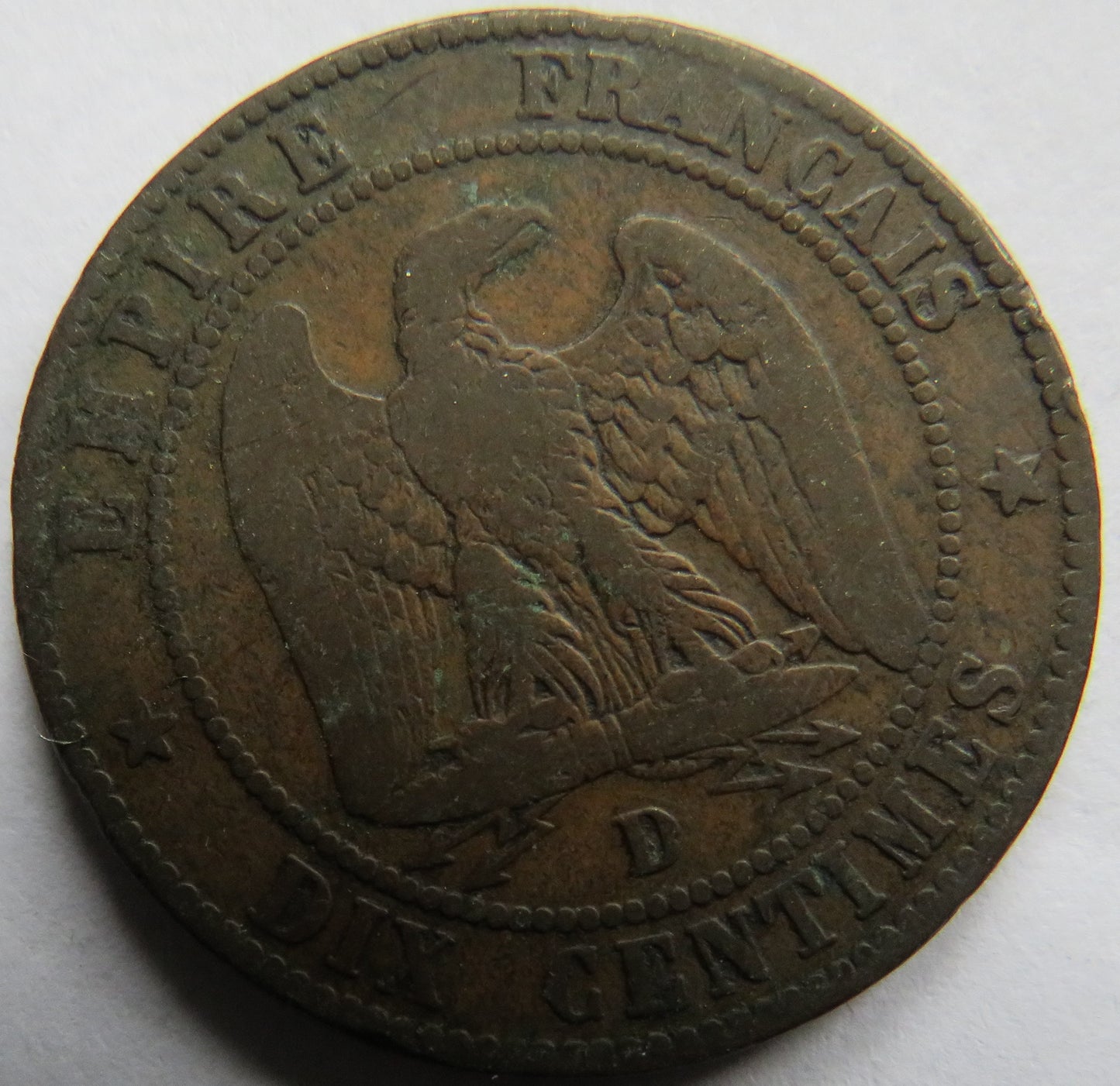 1853-D Napoleon III 10 Centimes Coin