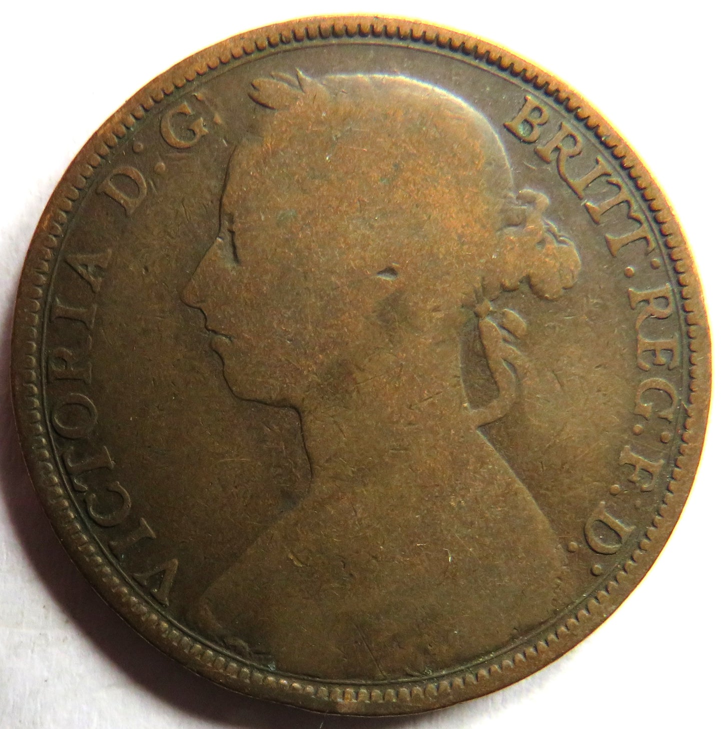 1888 Queen Victoria Bun Head One Penny Coin - Great Britain
