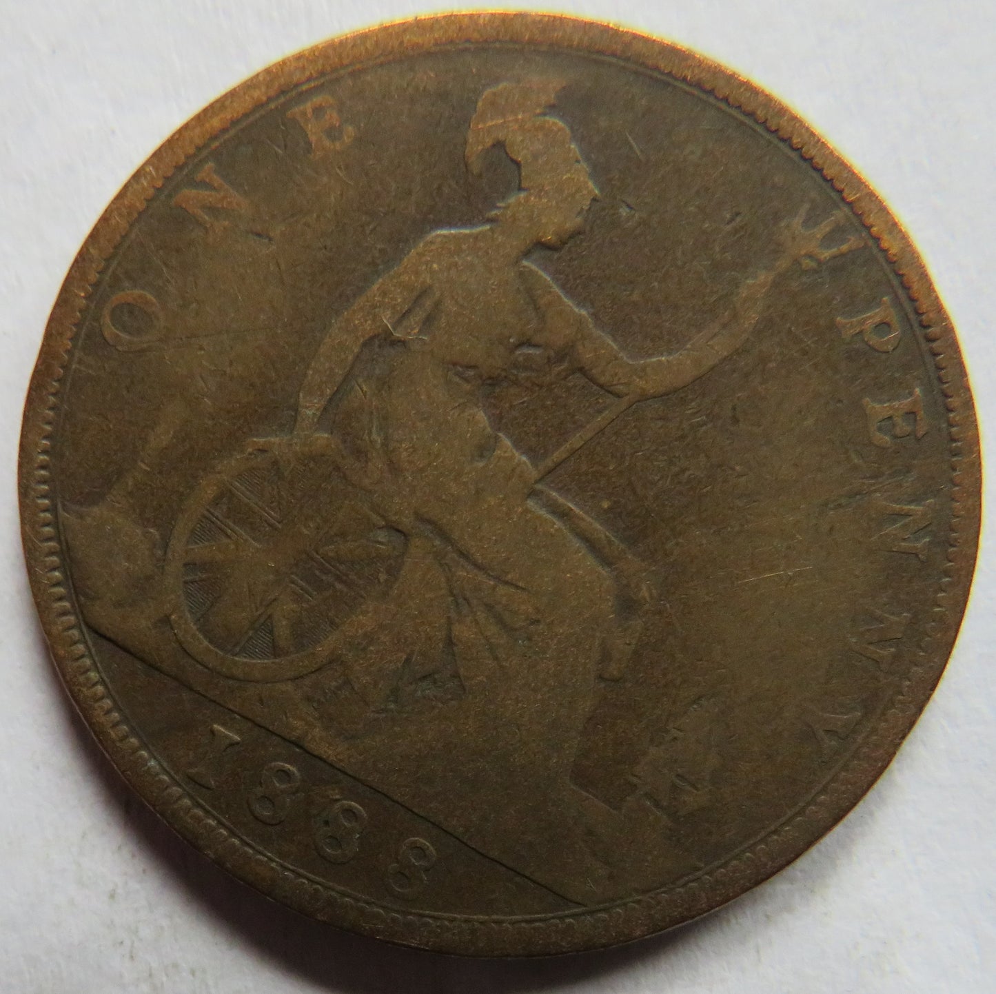 1888 Queen Victoria Bun Head One Penny Coin - Great Britain