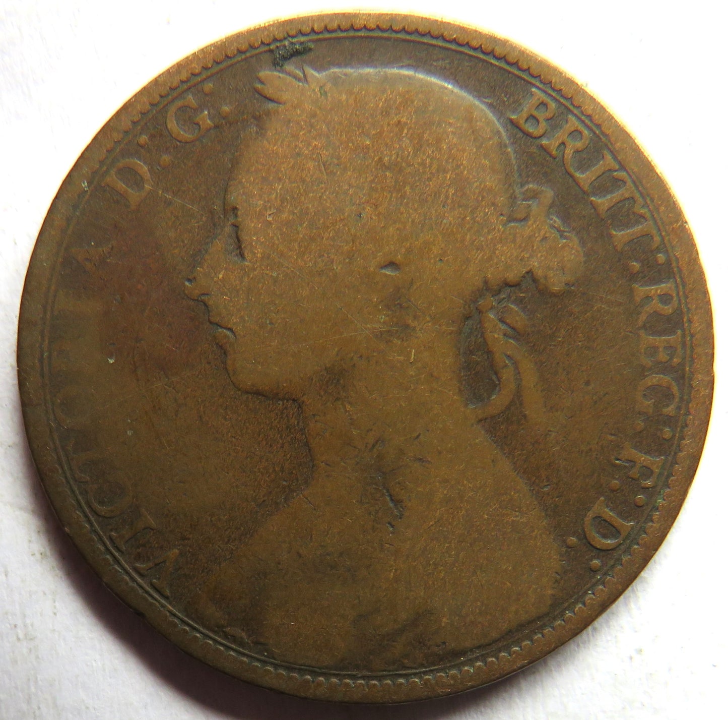 1888 Queen Victoria Bun Head One Penny Coin - Great Britain