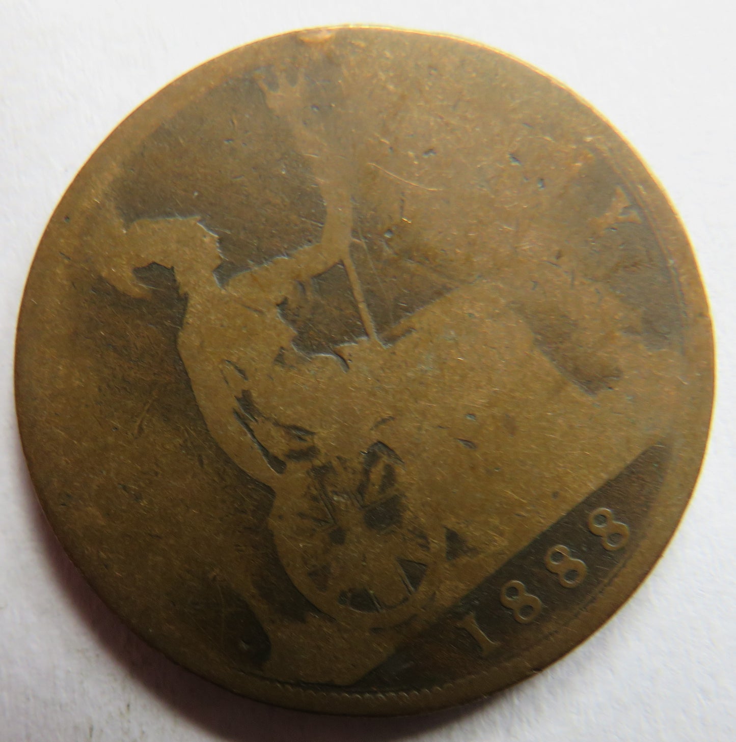 1888 Queen Victoria Bun Head One Penny Coin - Great Britain