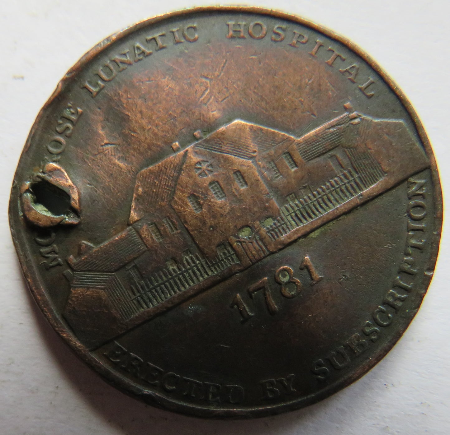 1799 Montrose Halfpenny Token - 1781 Montrose Lunatic Hospital