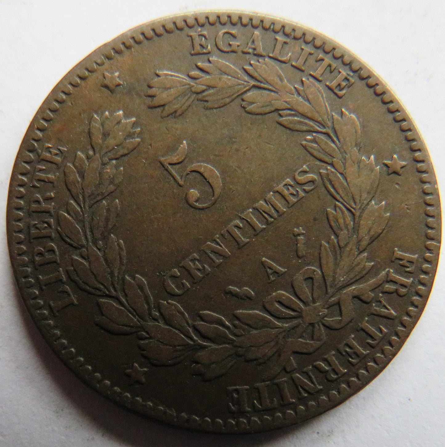 1881 France 5 Centimes Coin