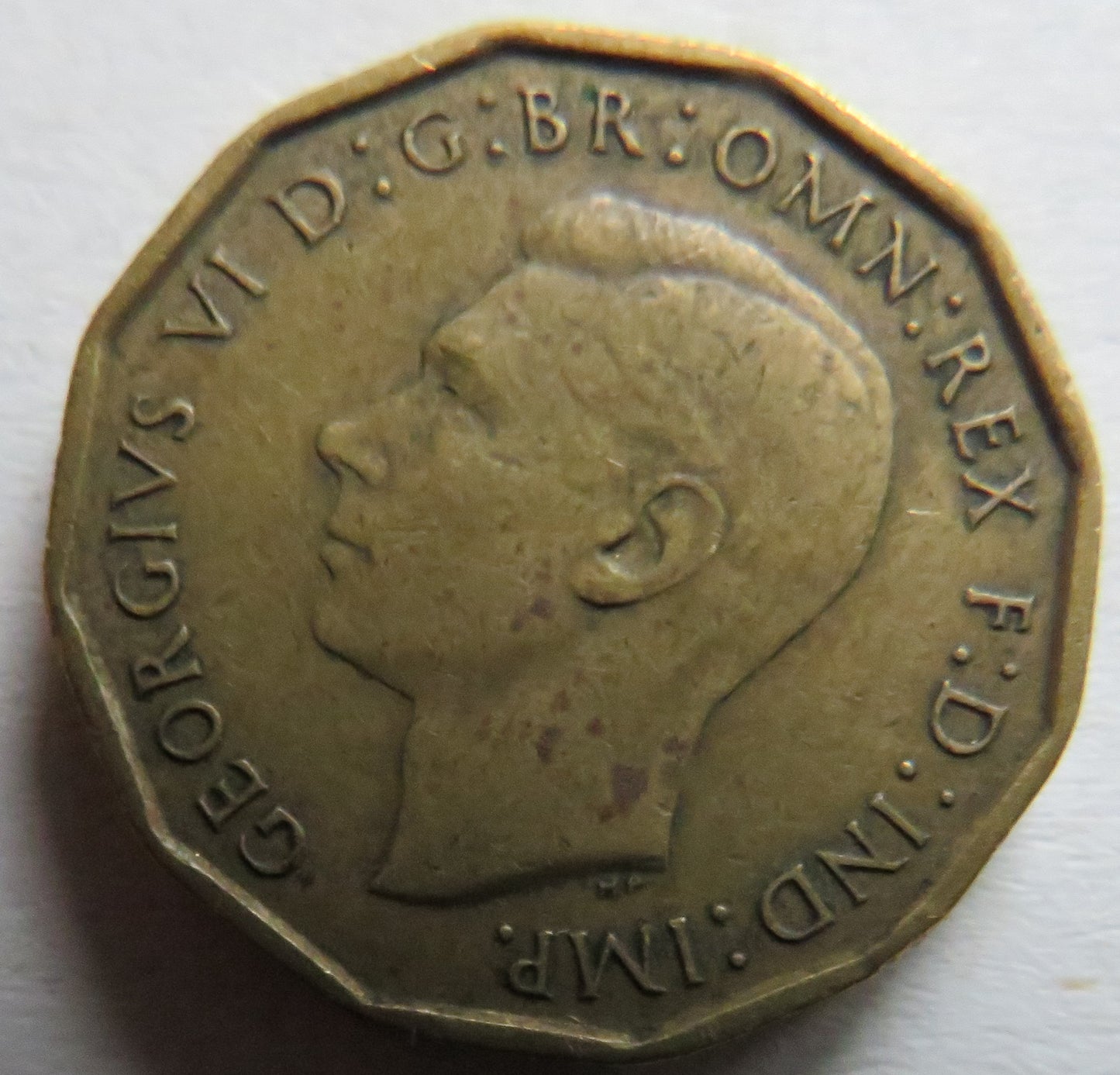 1946 King George VI Brass Threepence Coin - Scarce Date