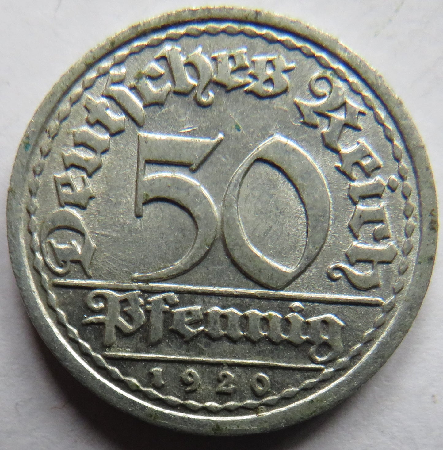 1920-J Germany Weimar Republic 50 Pfennig Coin