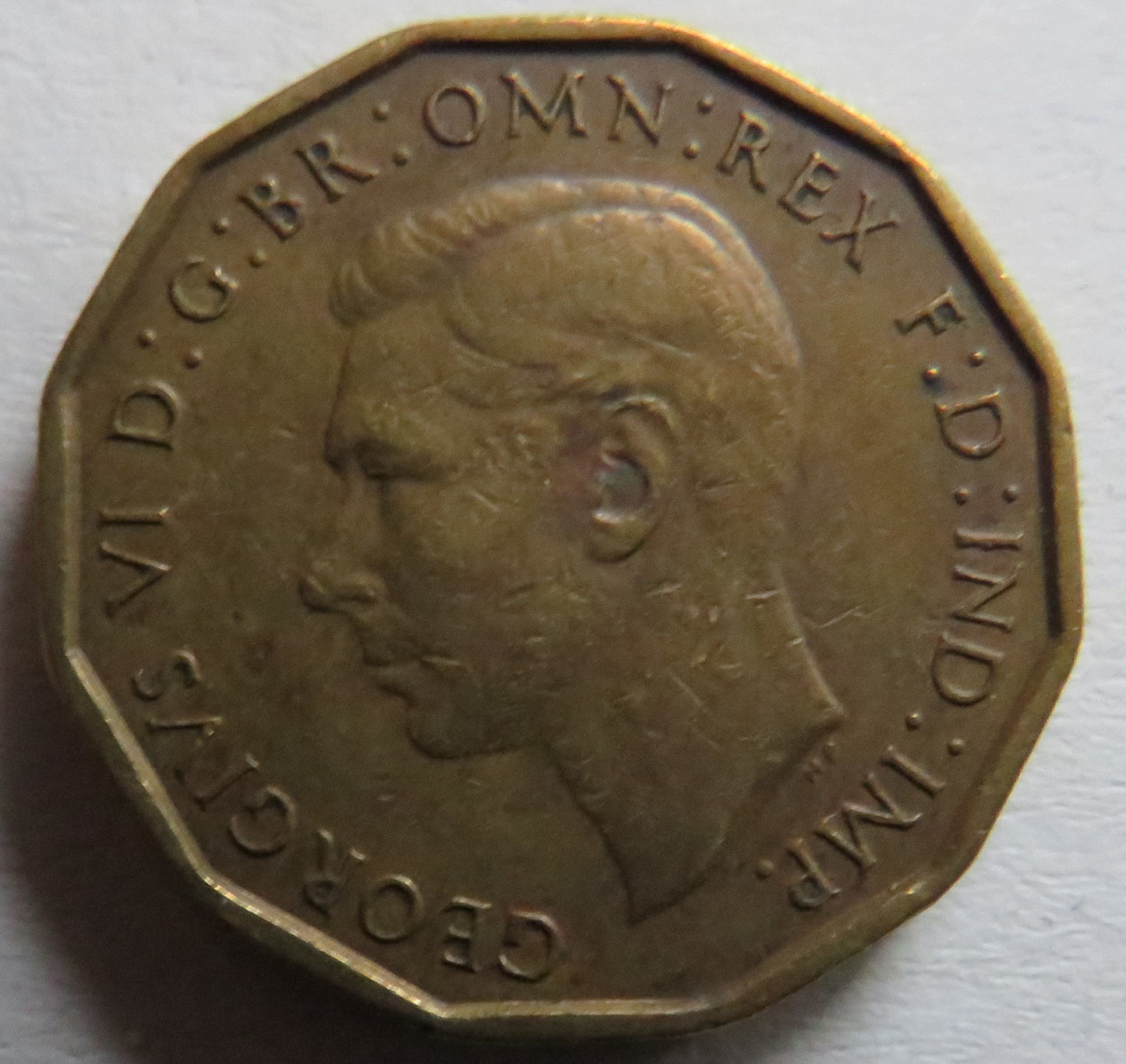 1946 King George VI Brass Threepence Coin - Scarce Date