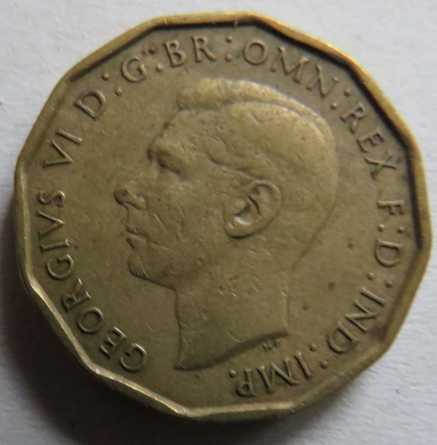 1946 King George VI Brass Threepence Coin - Scarce Date