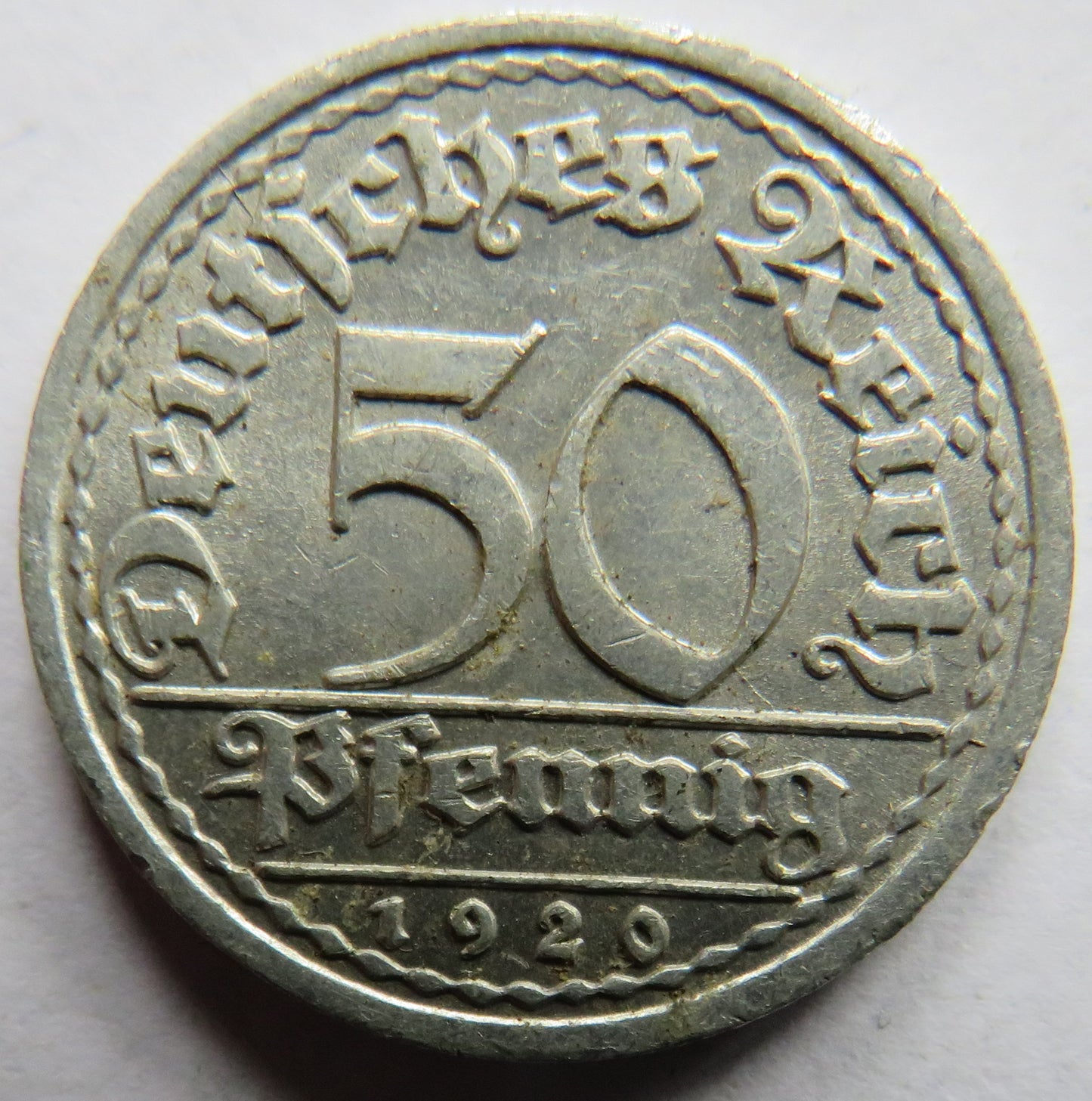 1920-J Germany Weimar Republic 50 Pfennig Coin