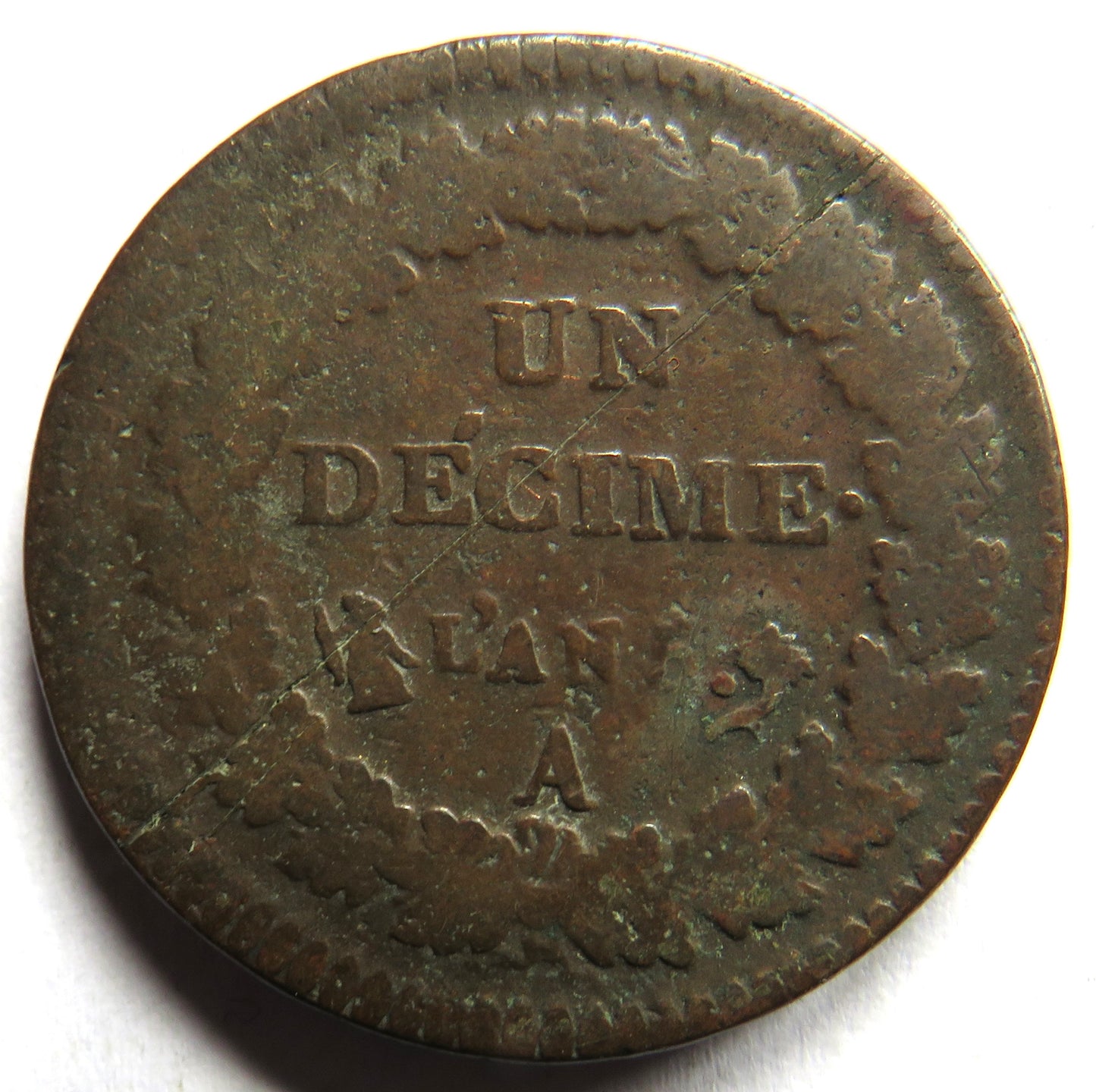 1796-A L'an 5 France One Decime Coin