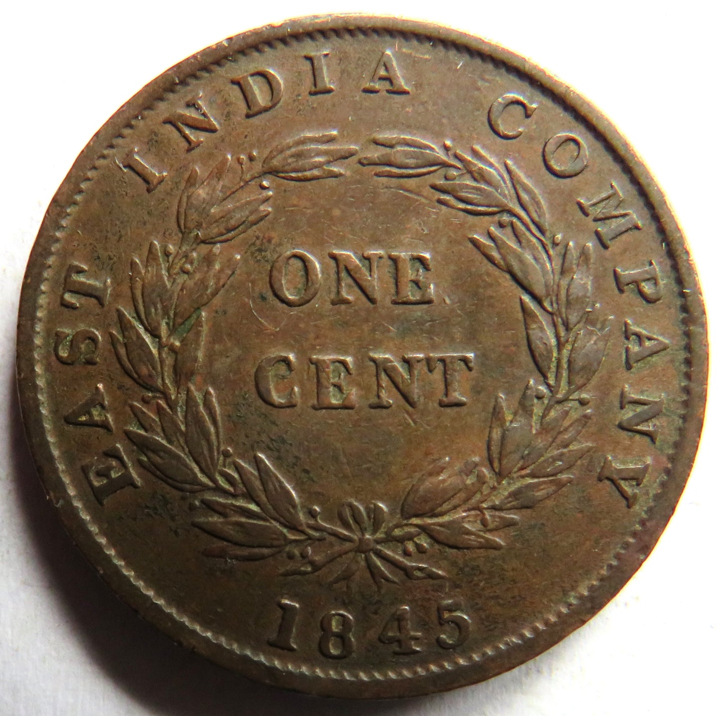 1845 East India Company / Straits Settlements One Cent Coin In Better Grade