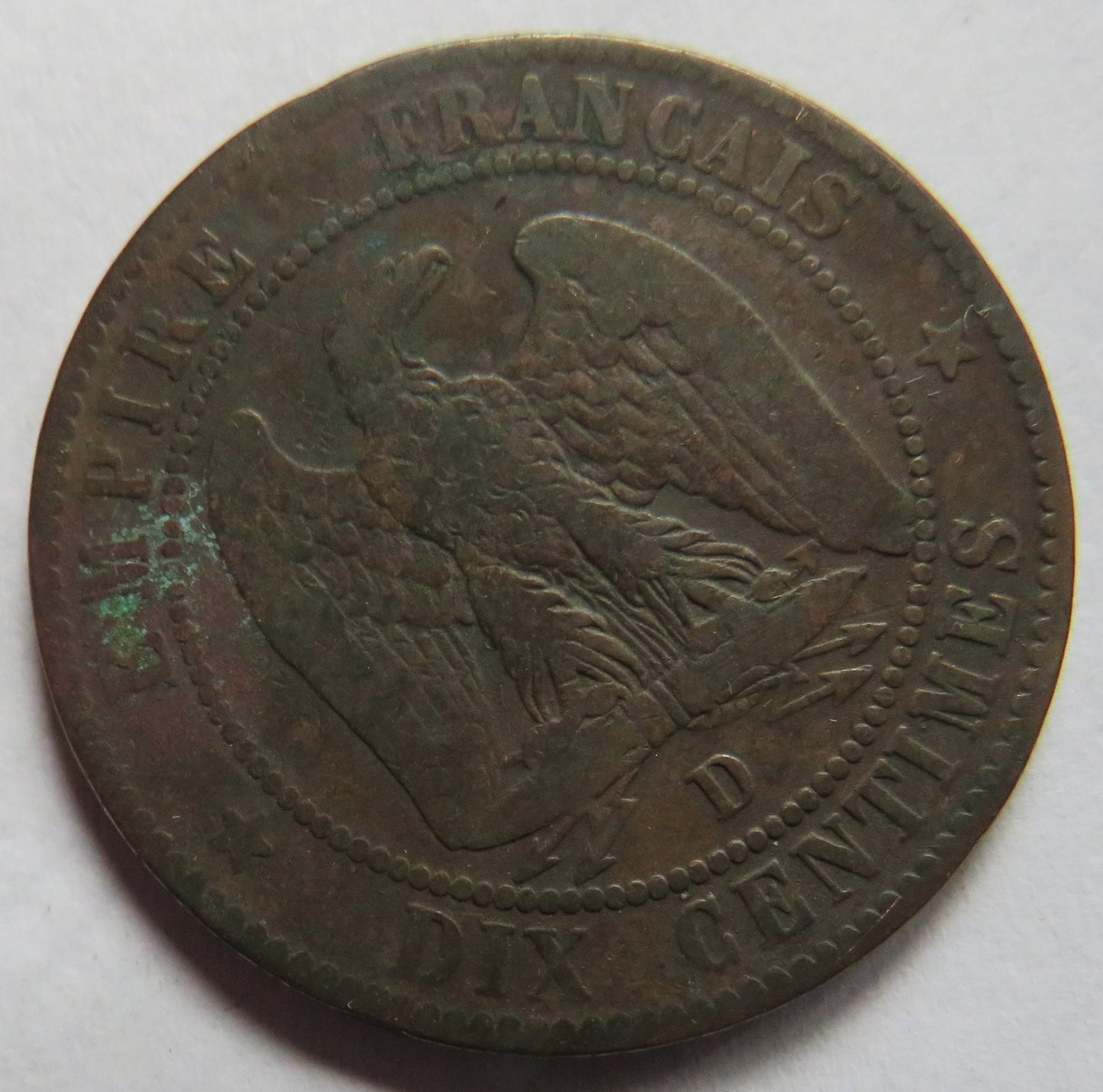 1855-D France Napoleon III 10 Centimes Coin