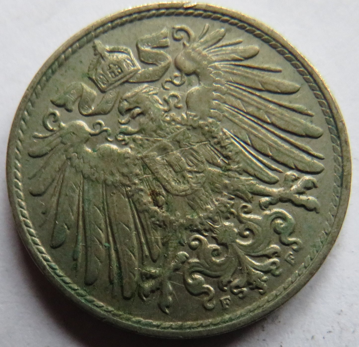 1913-F Germany 10 Pfennig Coin