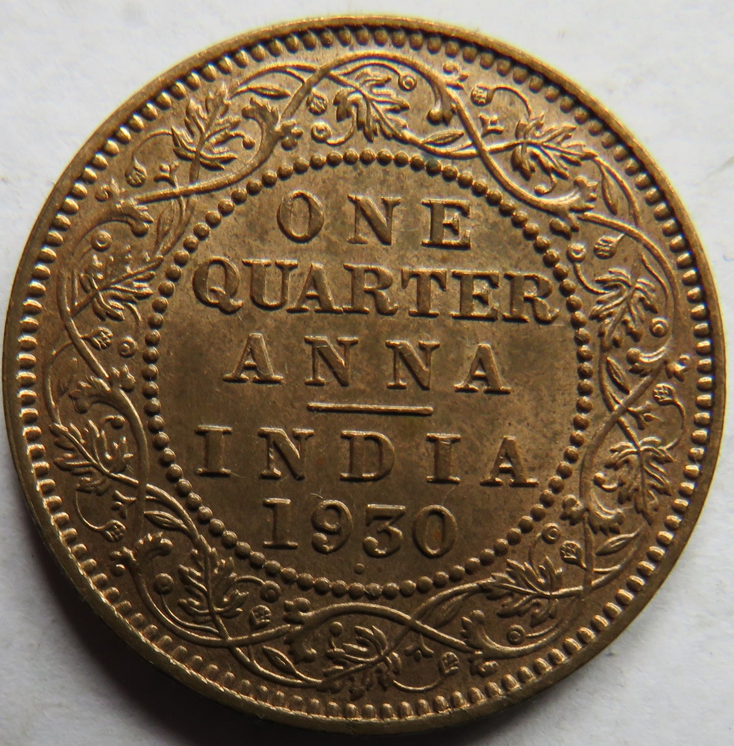 1930 King George V India 1/4 Anna Coin In High Grade