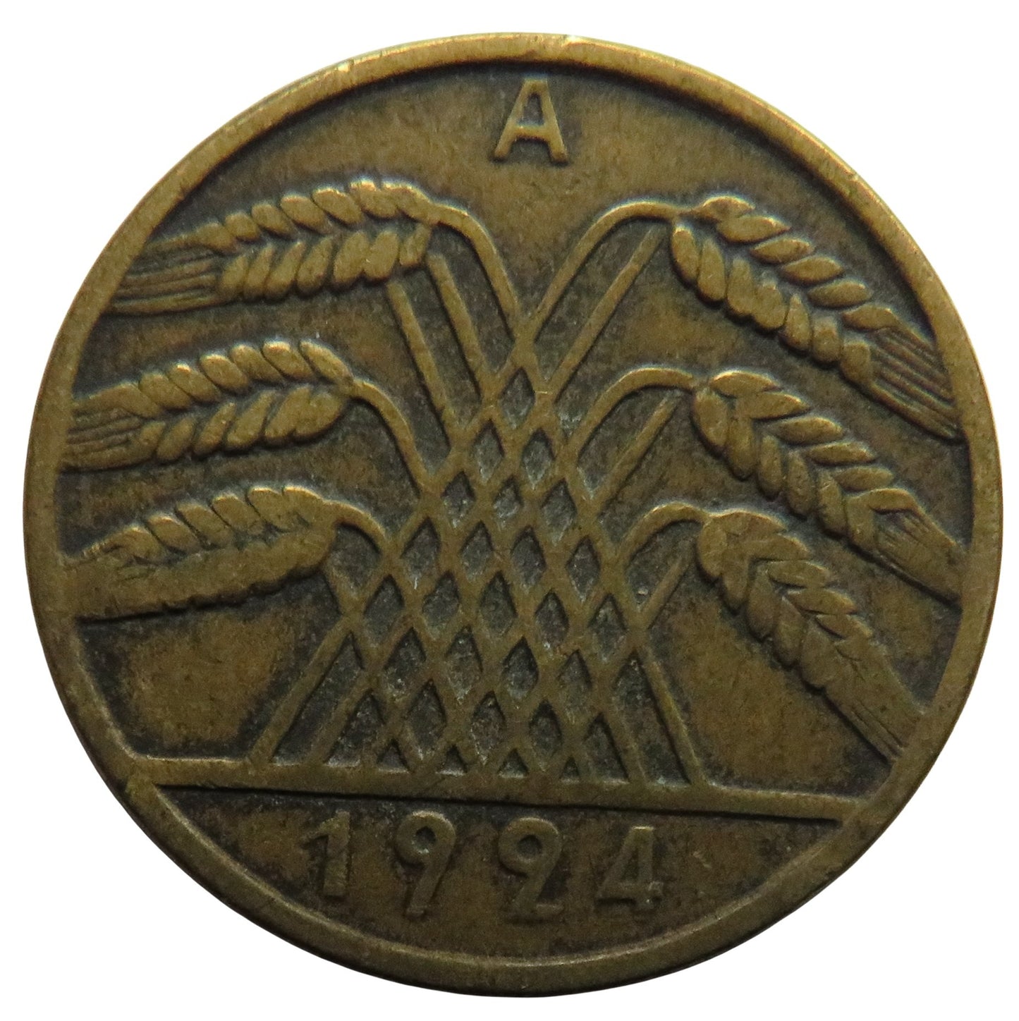1924-A Germany - Weimar Republic 10 Reichspfennig Coin