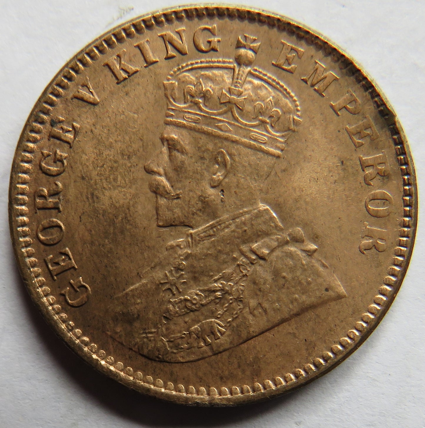 1913 King George V India 1/4 Anna Coin In High Grade