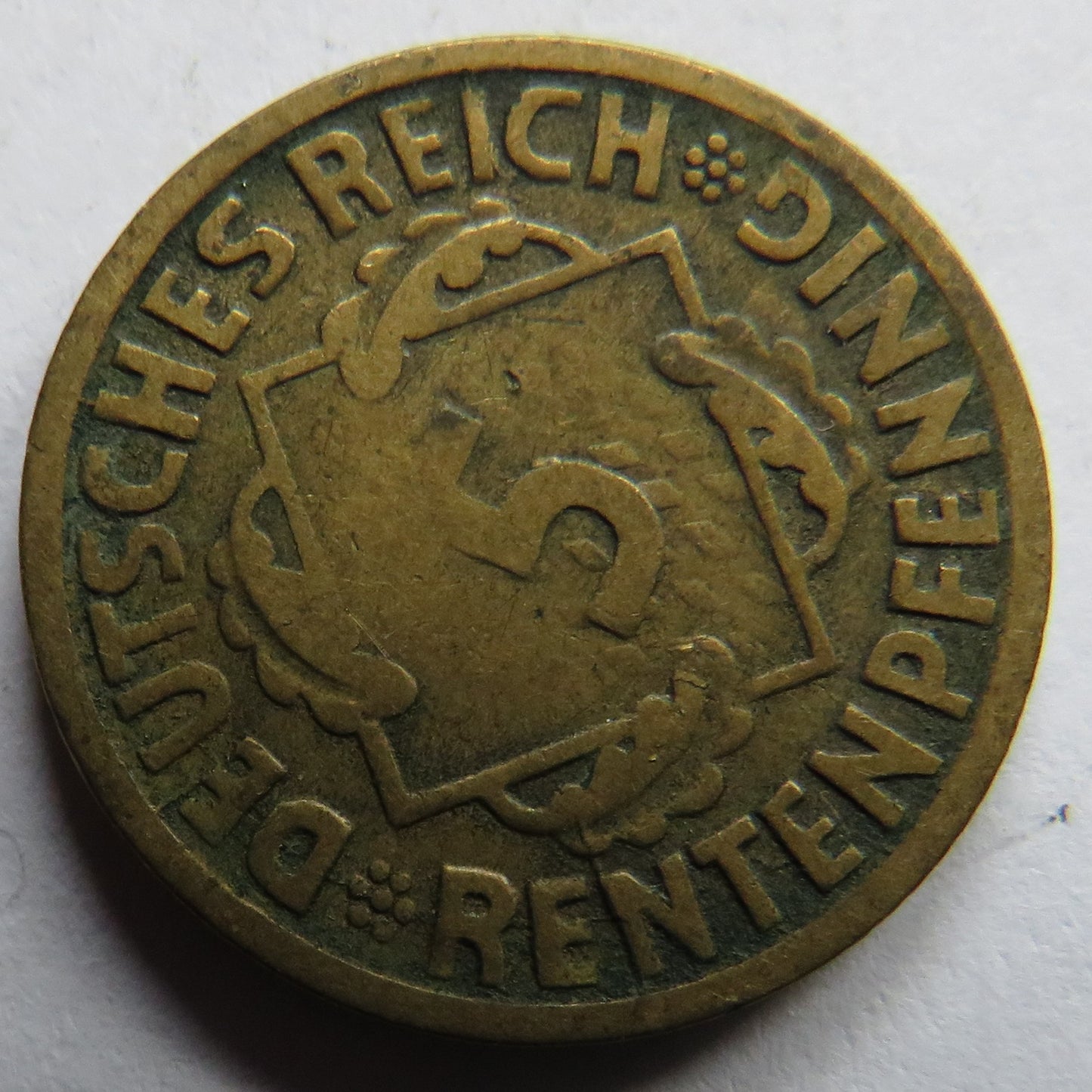 1924-F Germany - Weimar Republic 5 Reichspfennig Coin