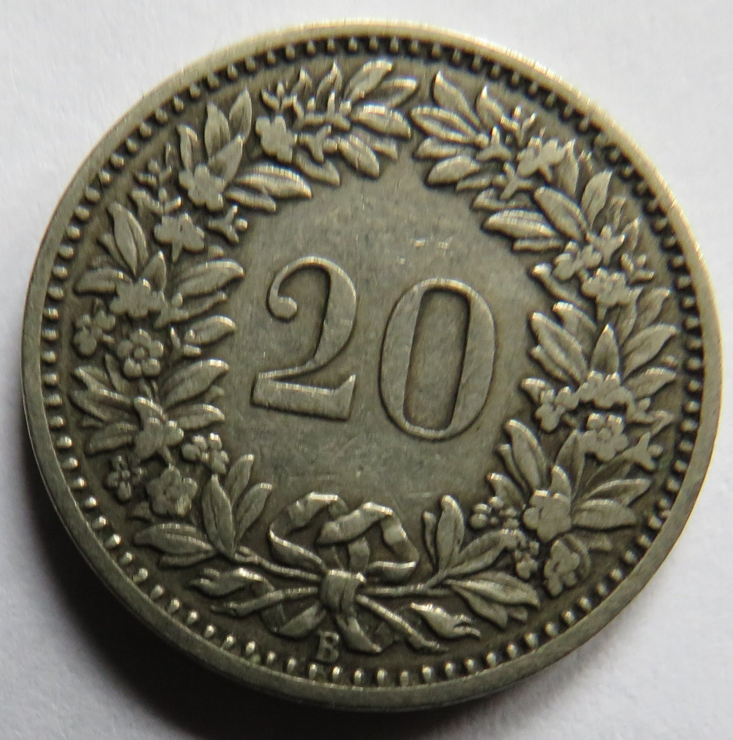 1884 Switzerland 20 Rappen Coin