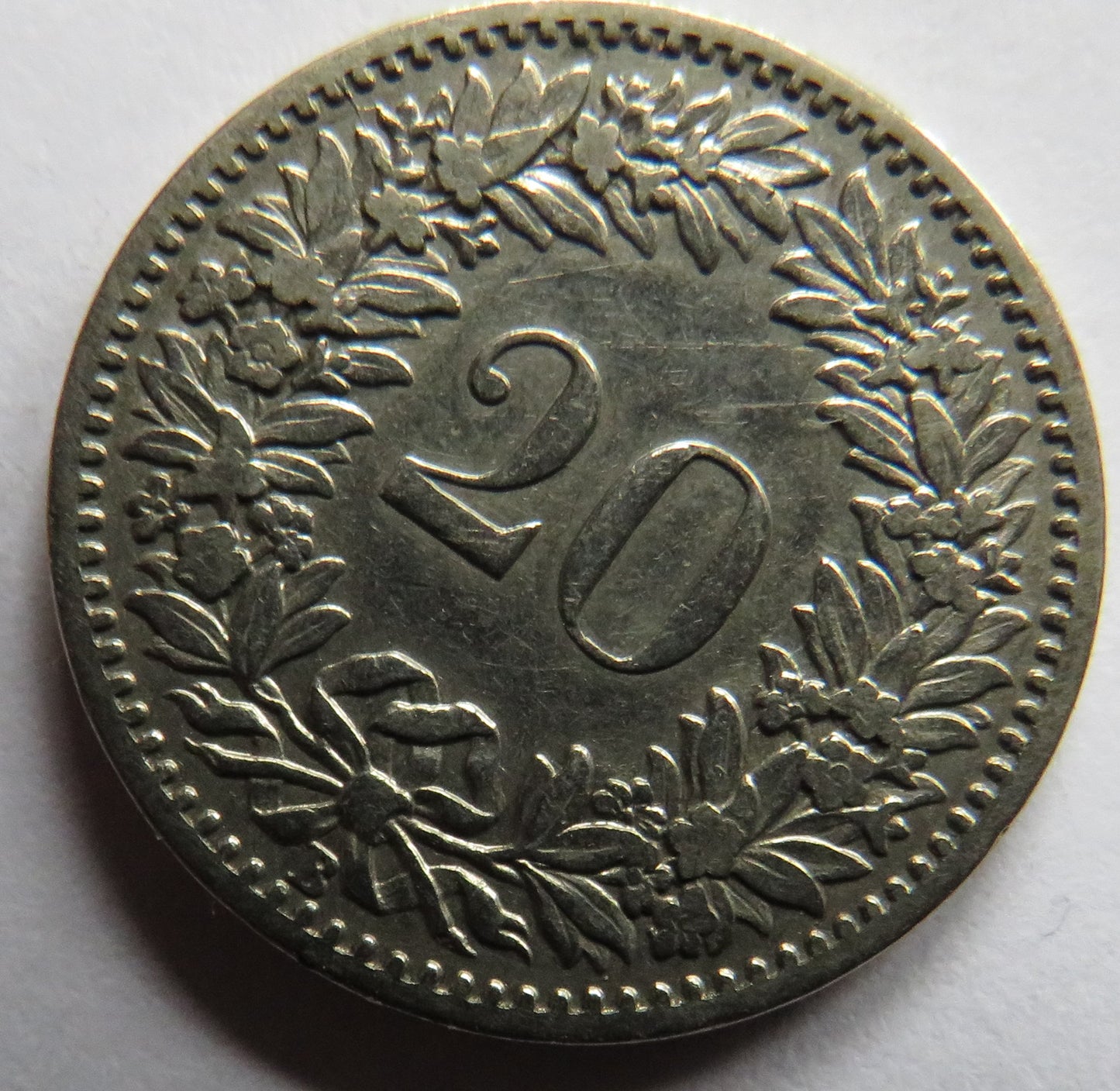 1896 Switzerland 20 Rappen Coin