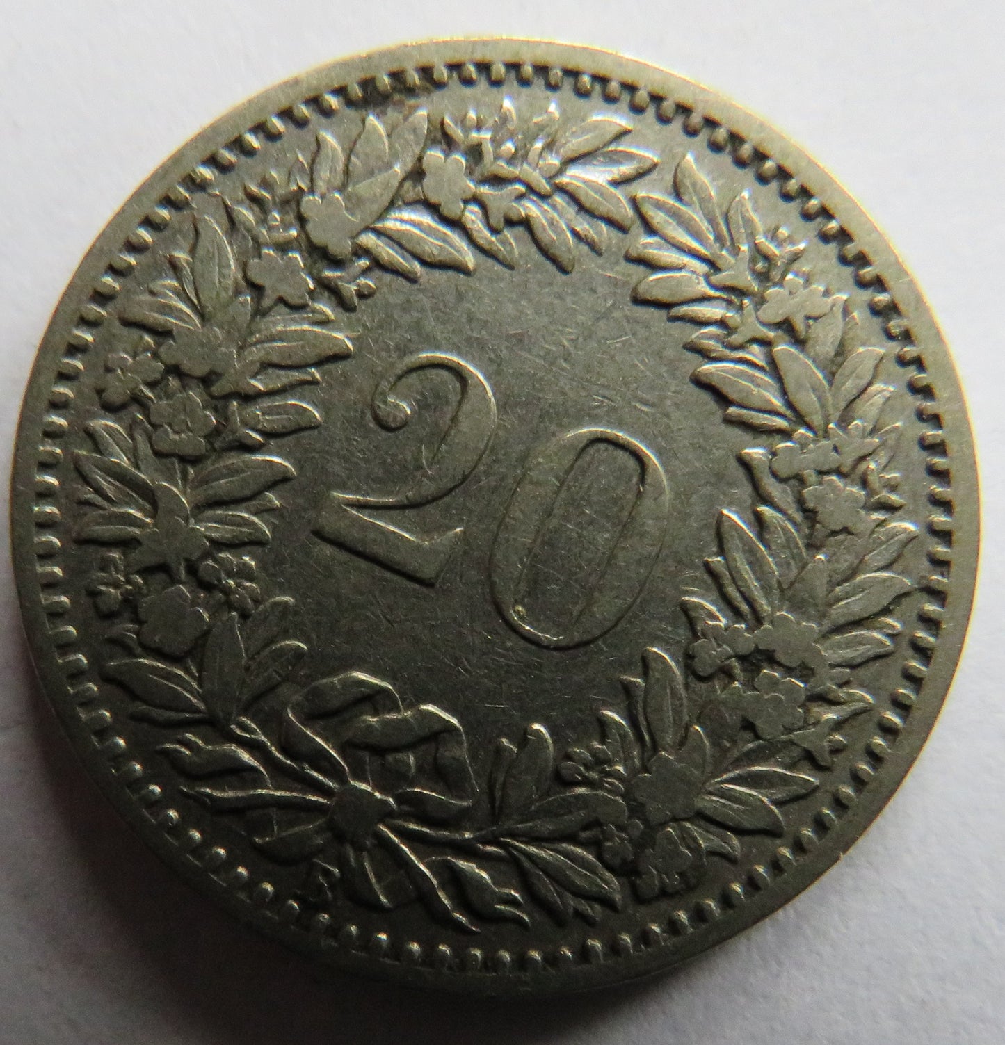 1891 Switzerland 20 Rappen Coin